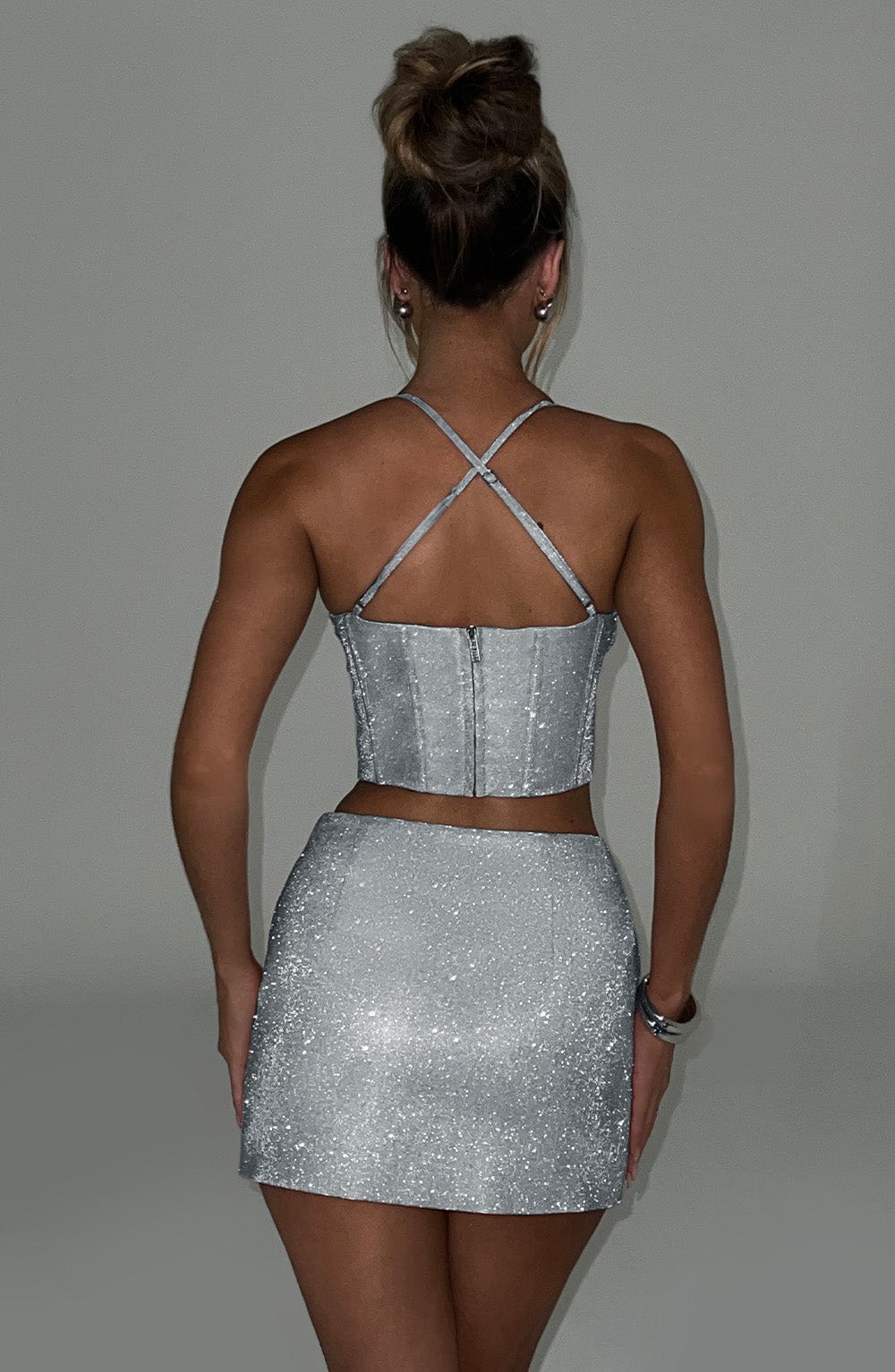 Glacia Mini Skirt - Silver Sparkle - Image 2
