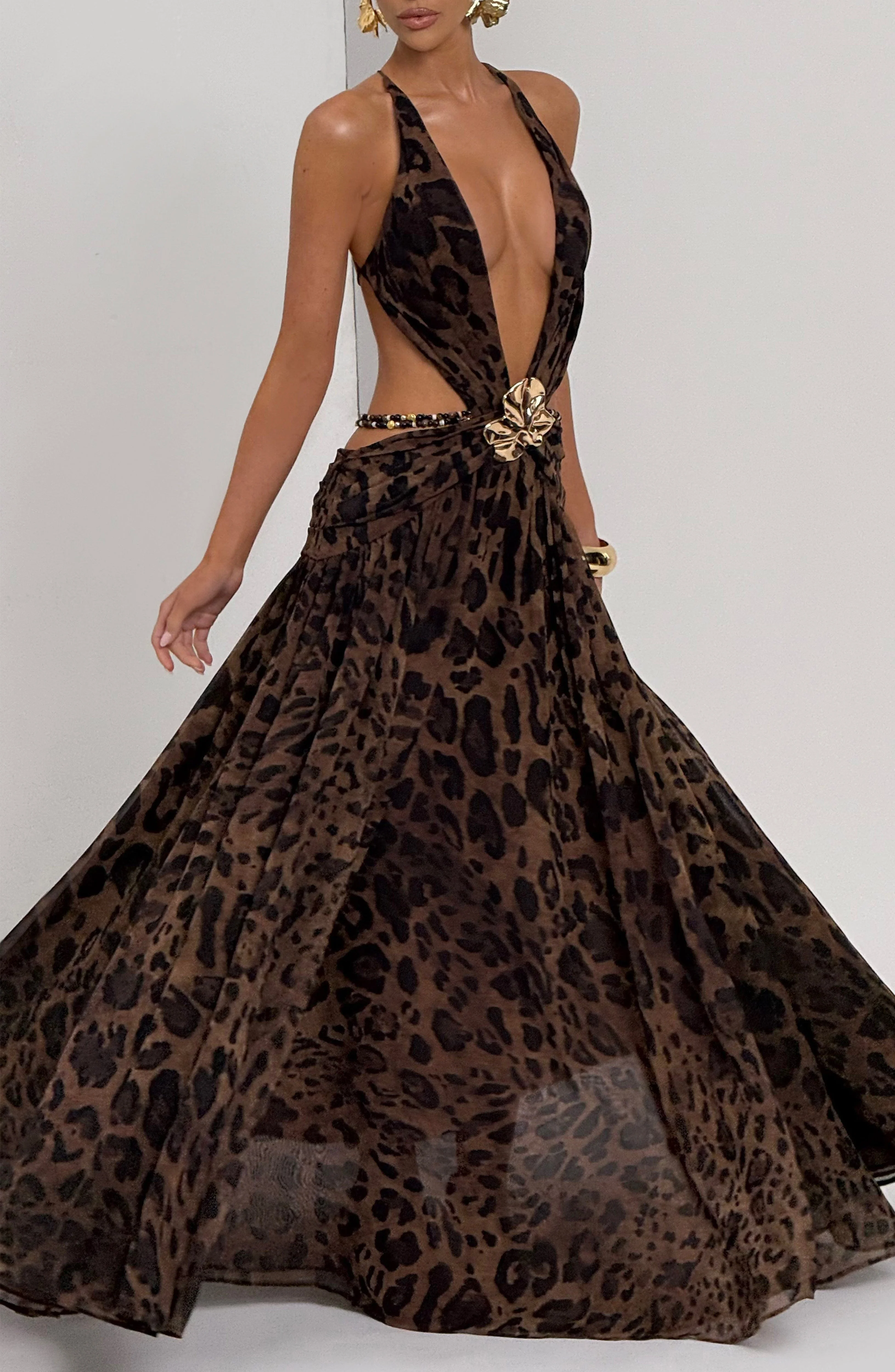Indianna Maxi Dress - Leopard Print - Image 10