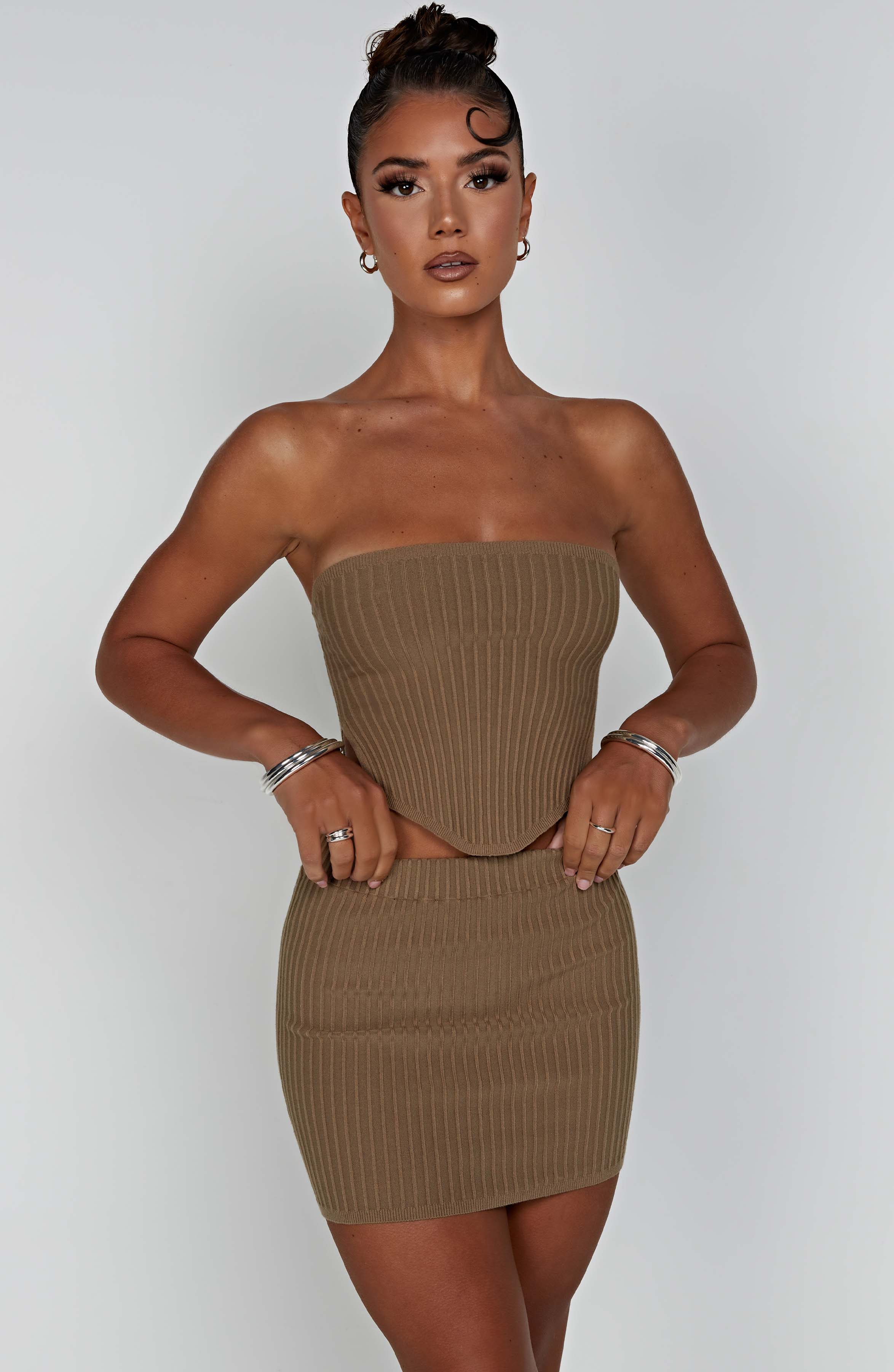 Jaz Mini Skirt - Mocha - Image 9
