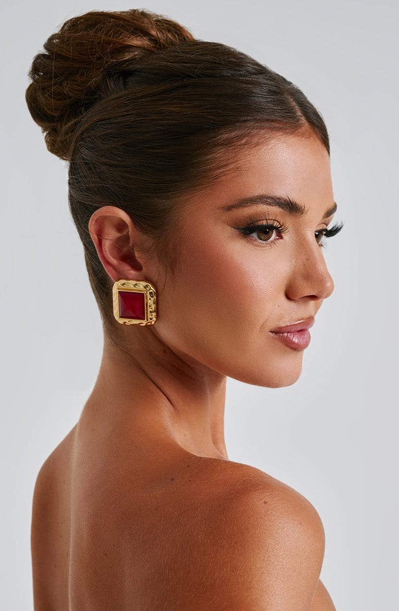 Kennedy Earrings - Red/Gold - Image 2