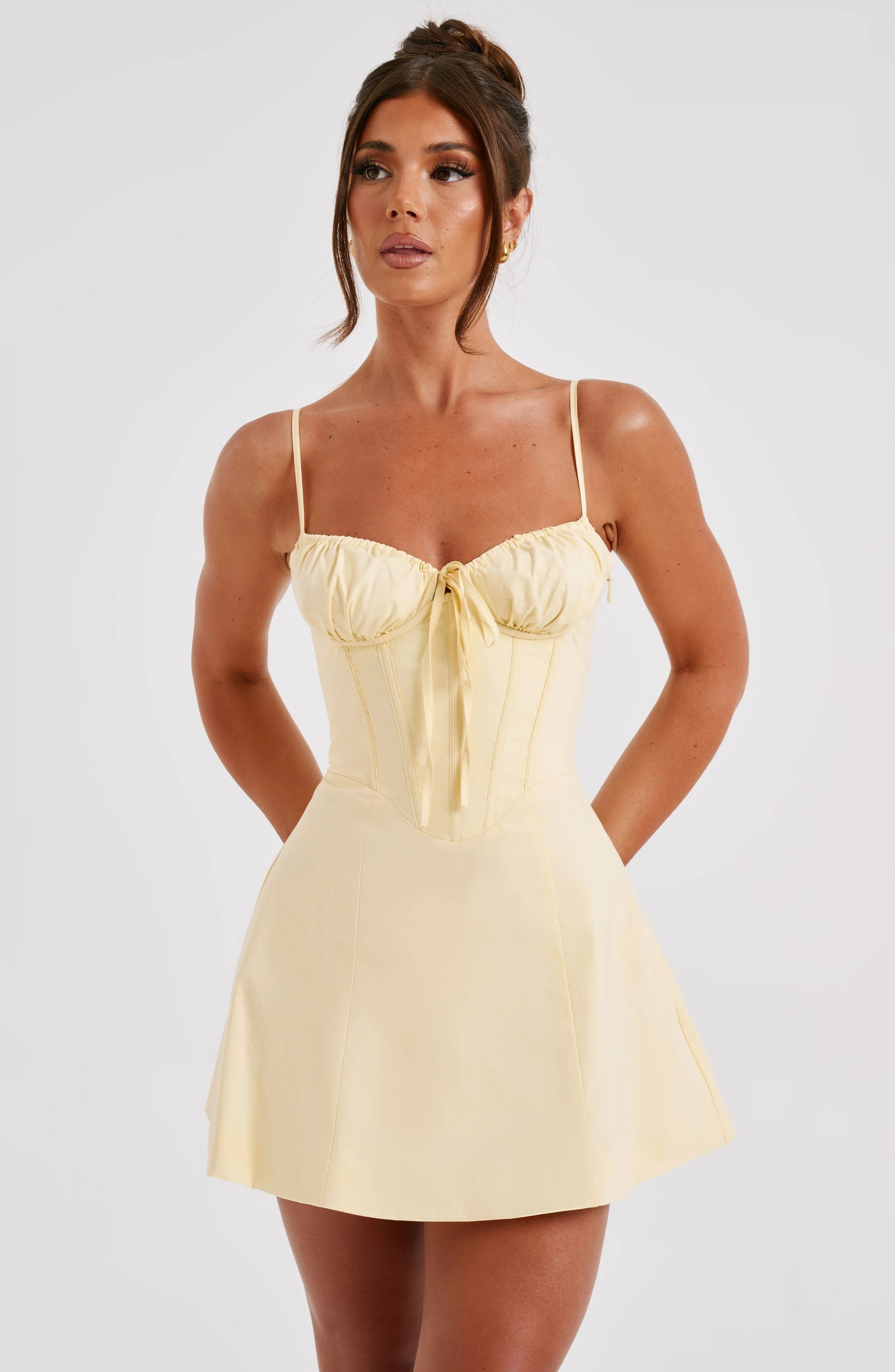 Lacey Mini Dress - Lemon - Image 10