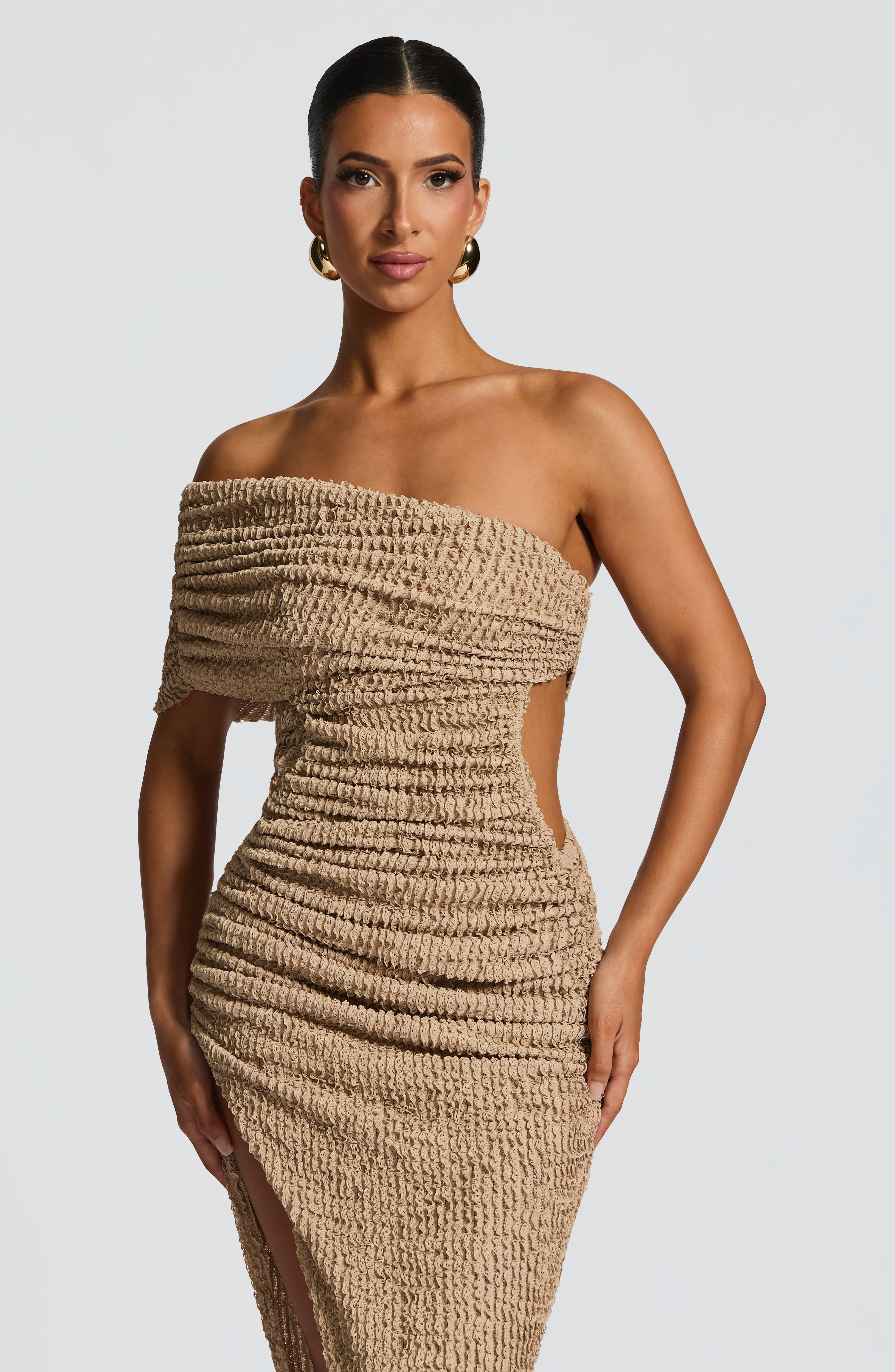 Laverna Midi Dress - Beige - Image 4