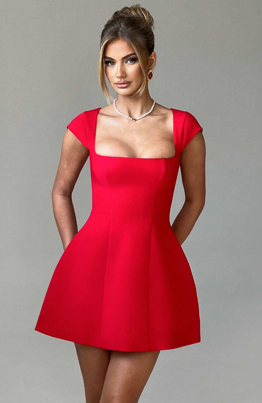 Lena Mini Dress - Red - Image 10