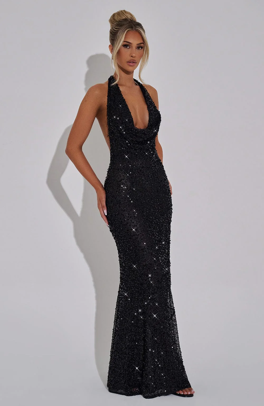 Lorena Maxi Dress - Black Lined - Image 6