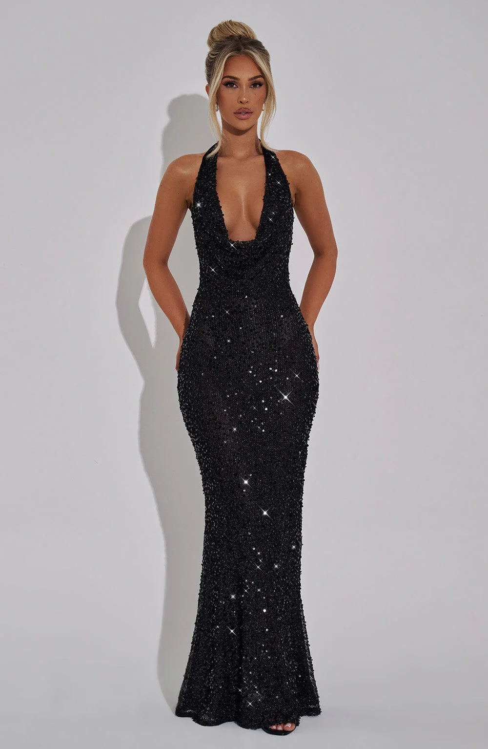 Lorena Maxi Dress - Black Lined - Image 8