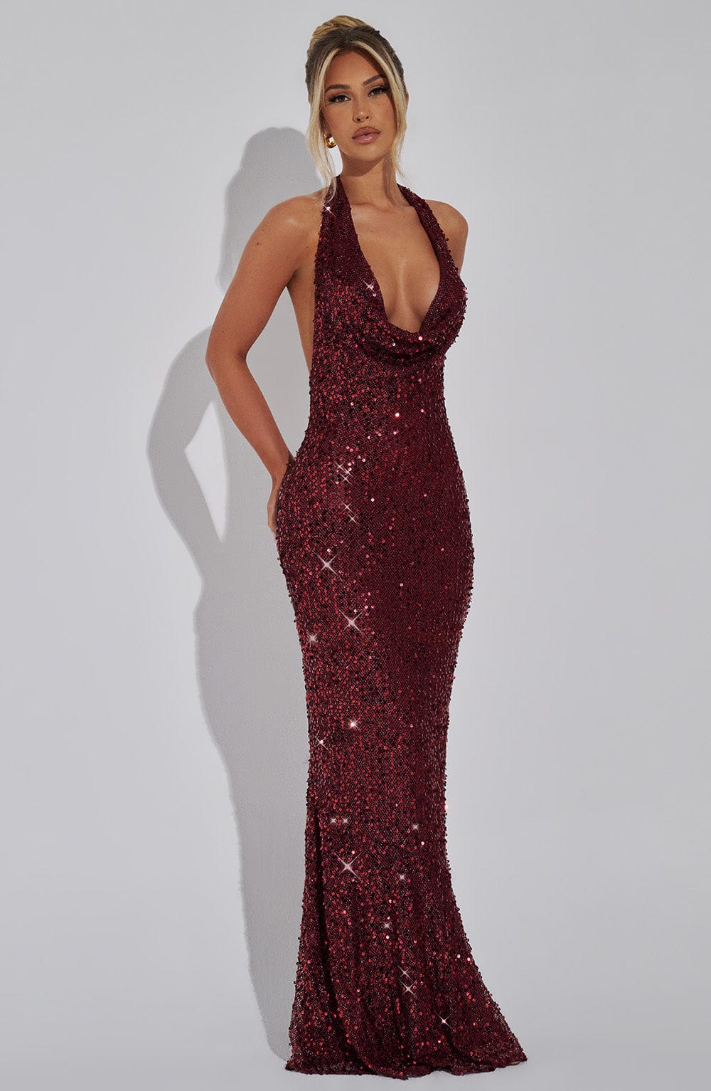Lorena Maxi Dress - Wine Lined - Image 3