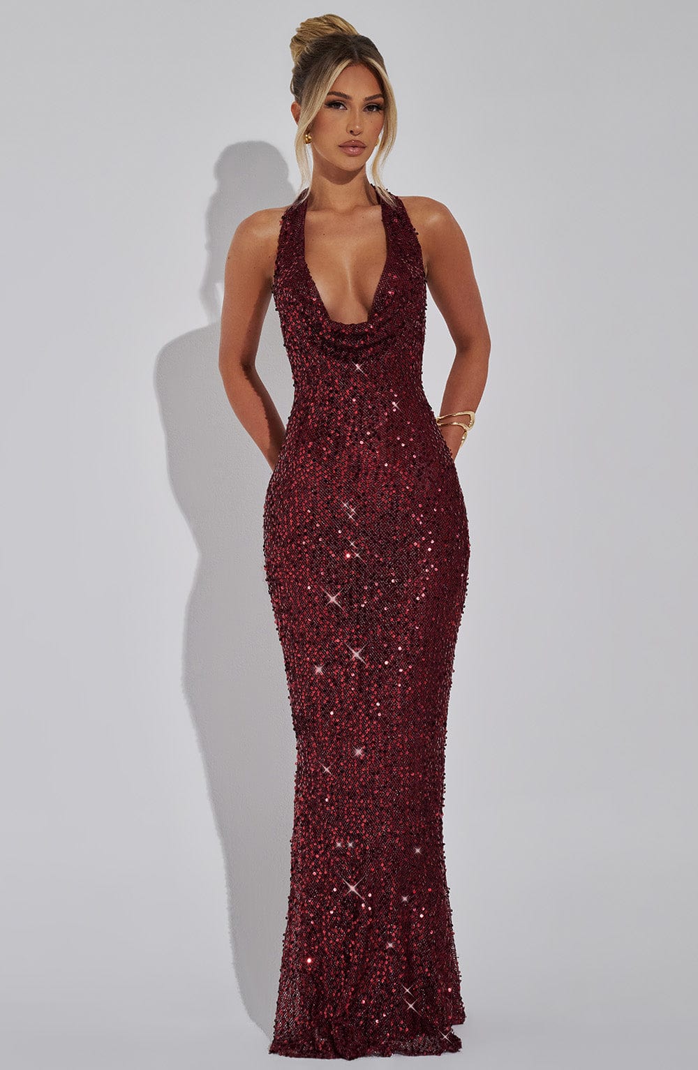 Lorena Maxi Dress - Wine Lined - Image 4