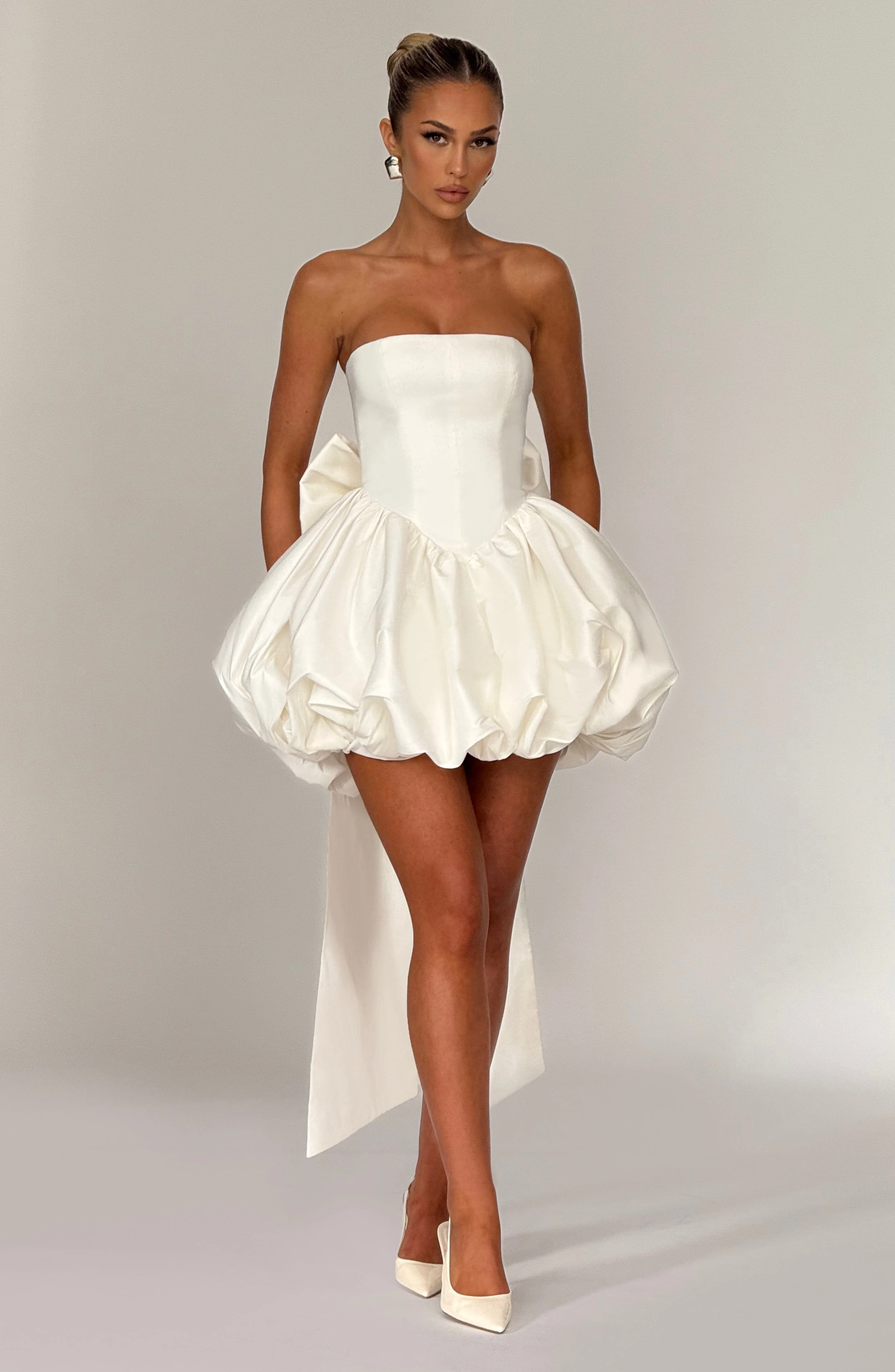 Lotus Mini Dress - Ivory - Image 3