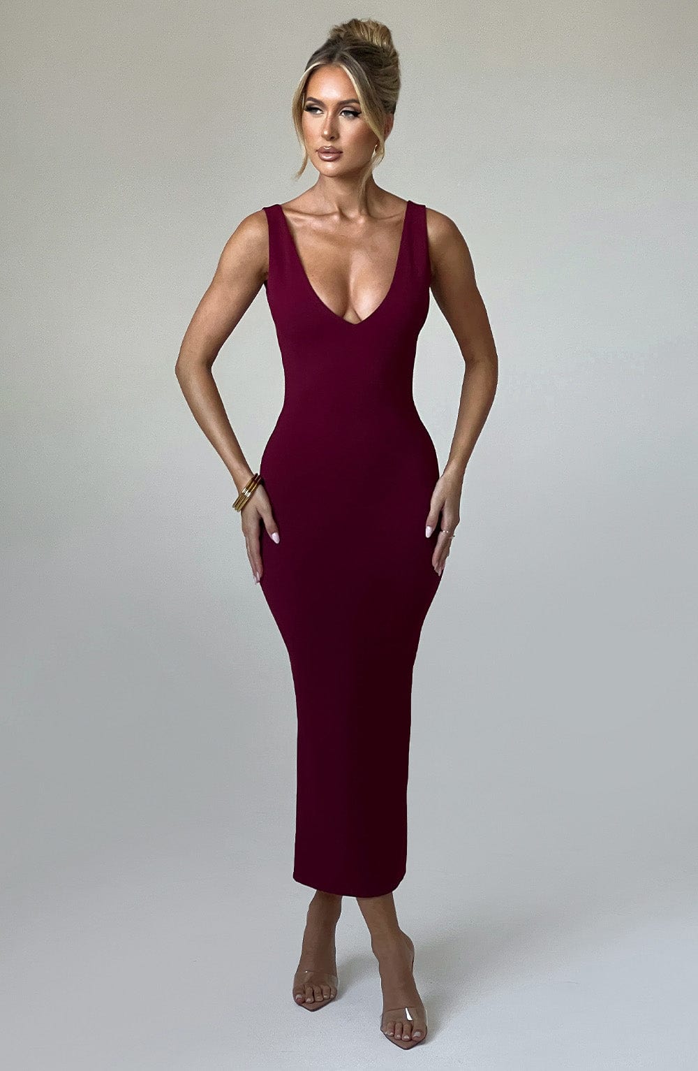 Lucinda Midi Dress - Burgundy - Image 5