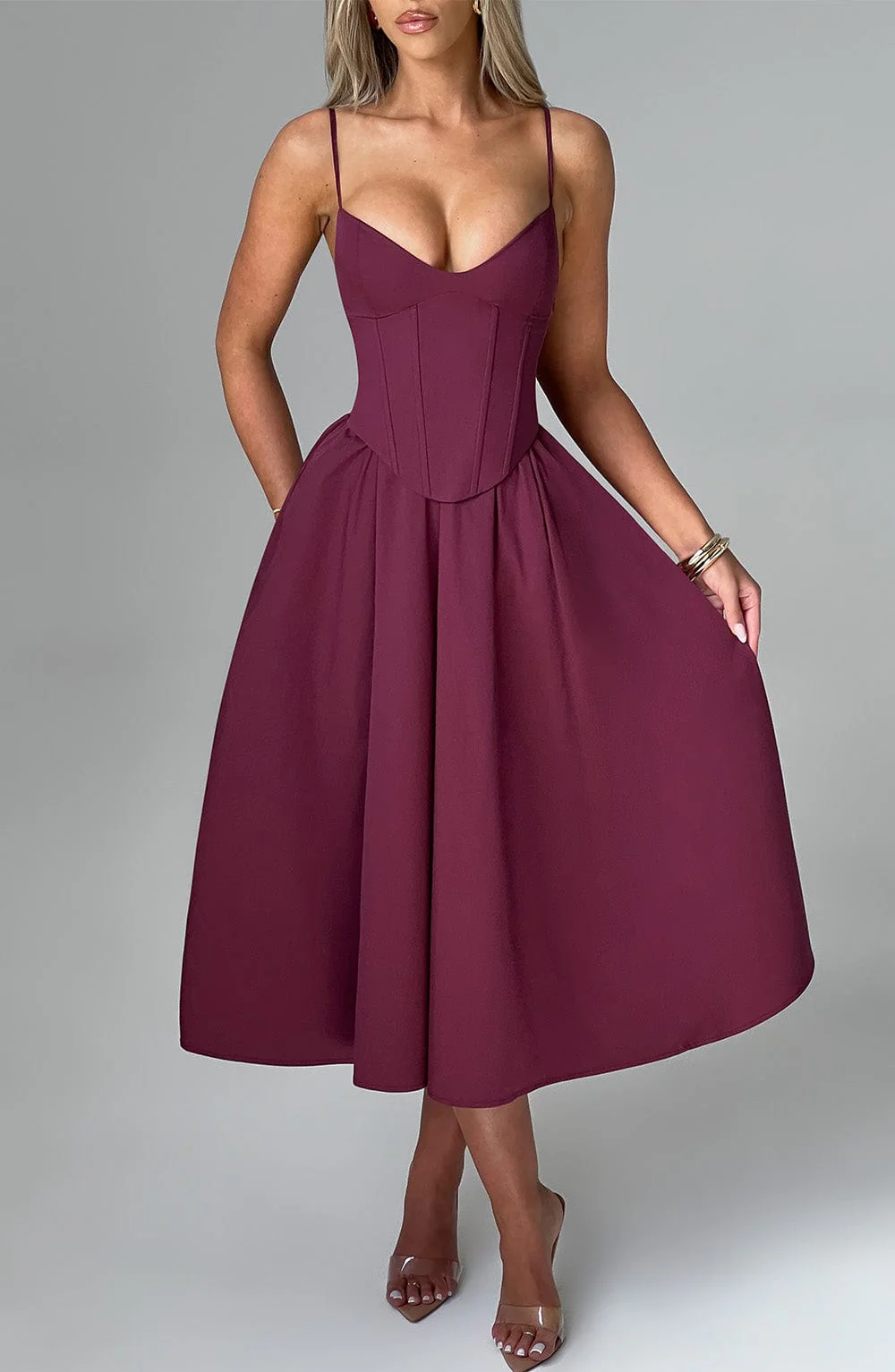 Mariella Midi Dress - Cherry Lacquer - Image 2