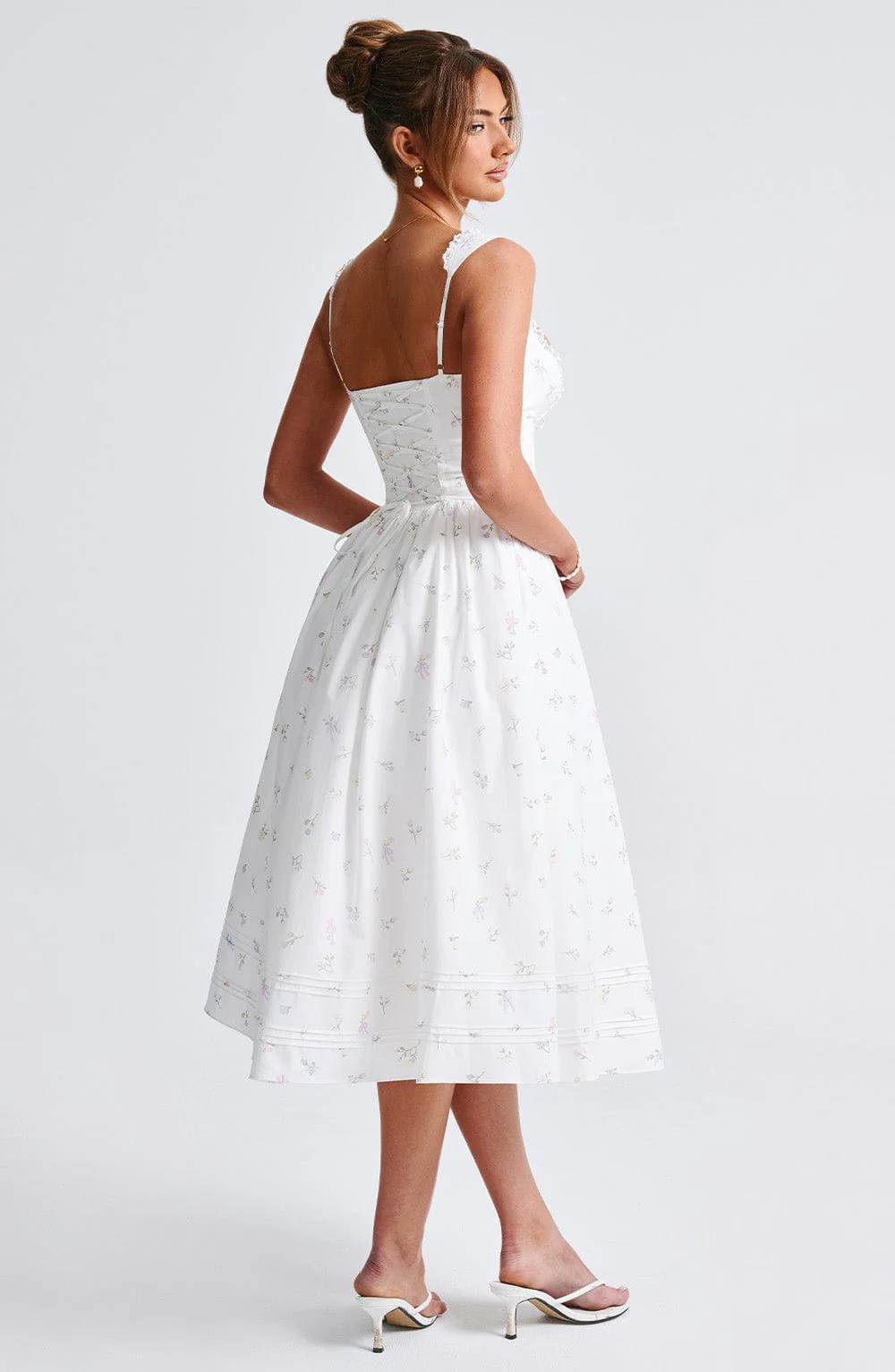 Marlena Midi Dress - White Multi Floral Print - Image 10