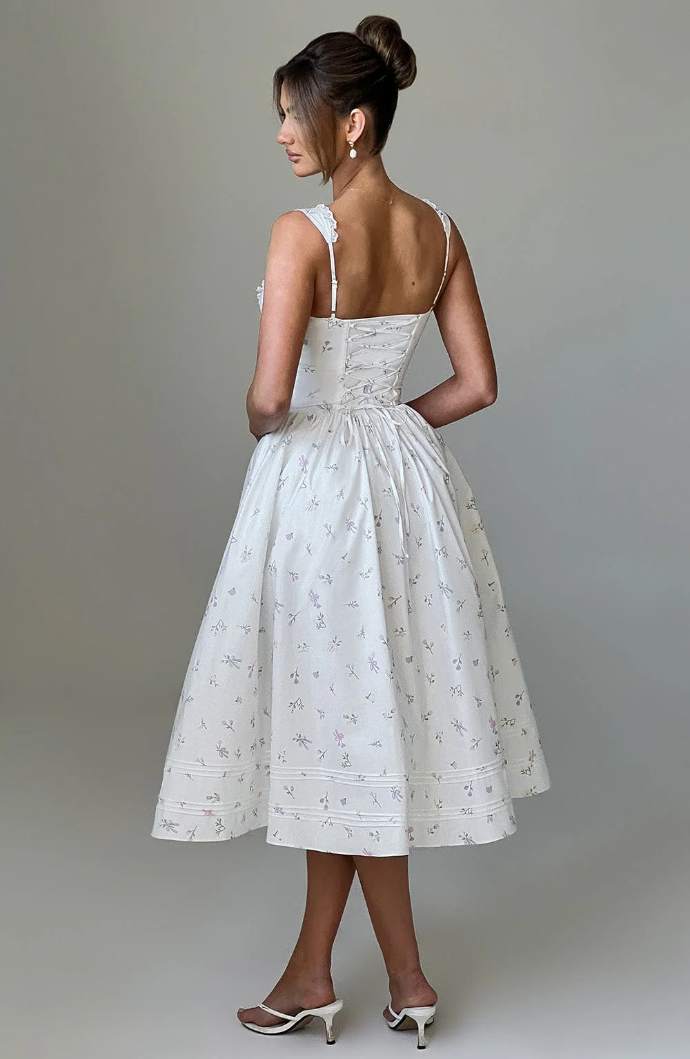 Marlena Midi Dress - White Multi Floral Print - Image 4