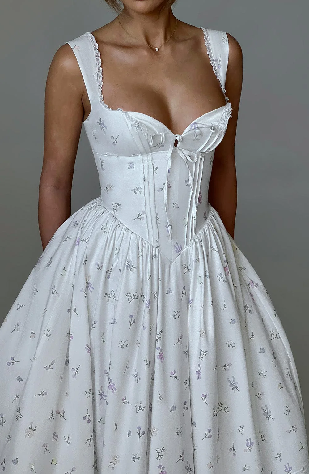 Marlena Midi Dress - White Multi Floral Print - Image 5