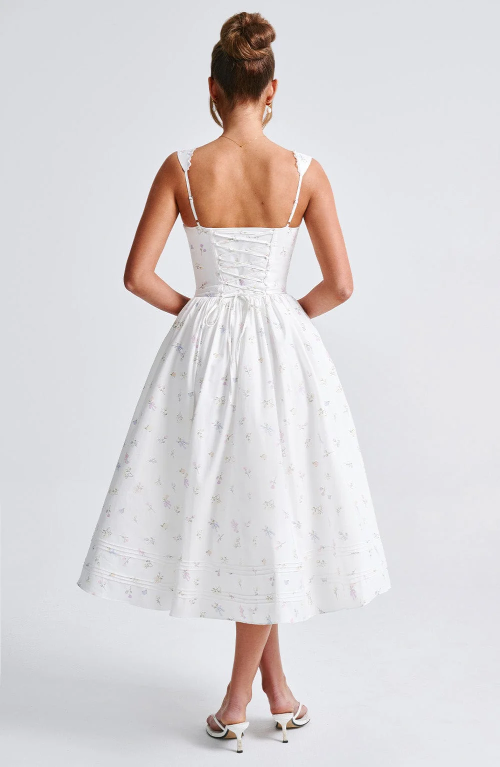 Marlena Midi Dress - White Multi Floral Print - Image 9