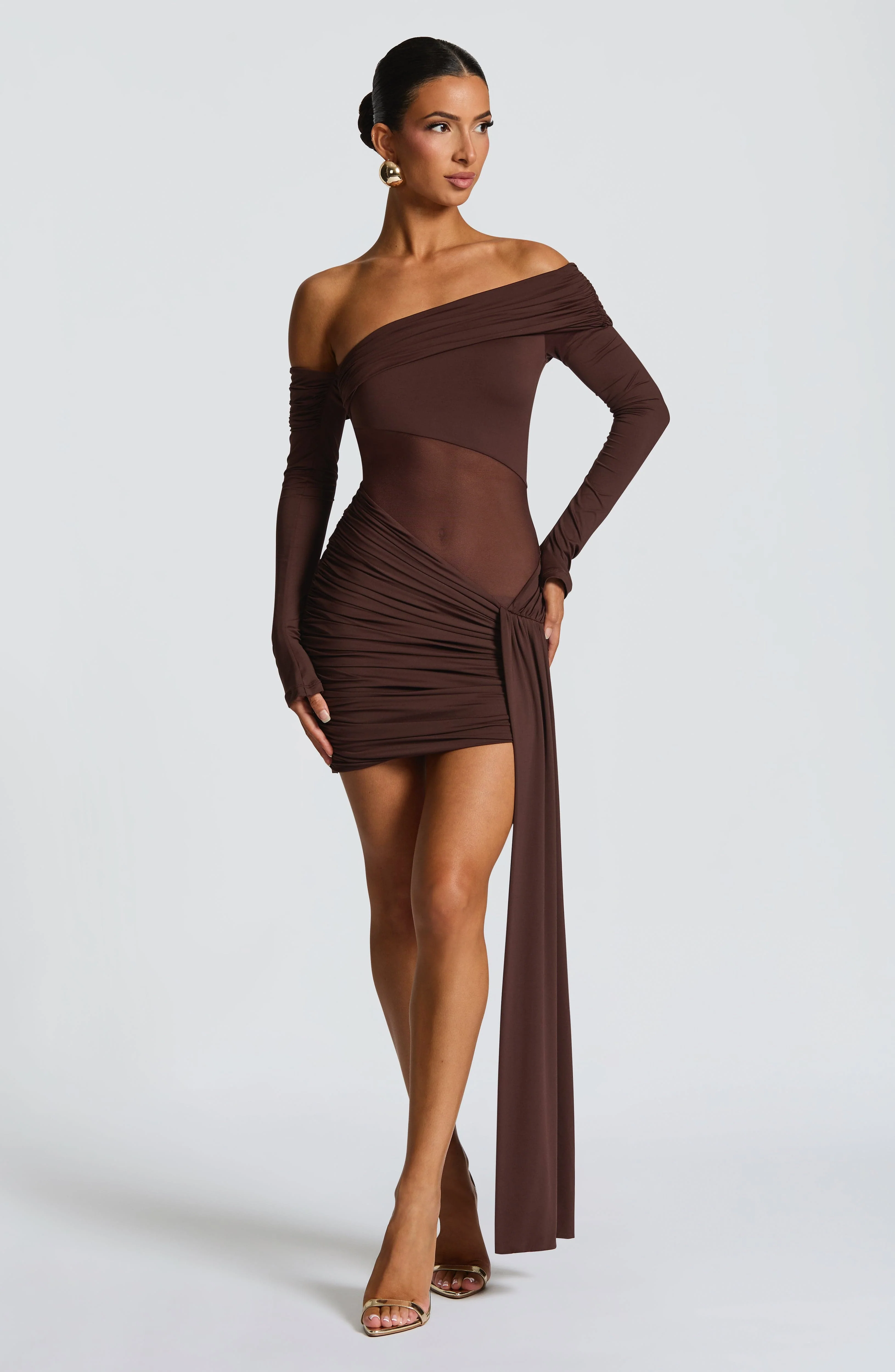 Mavra Mini Dress - Plum Brown - Image 4
