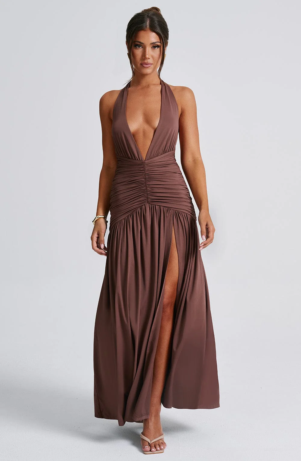 Melania Maxi Dress - Chocolate - Image 10
