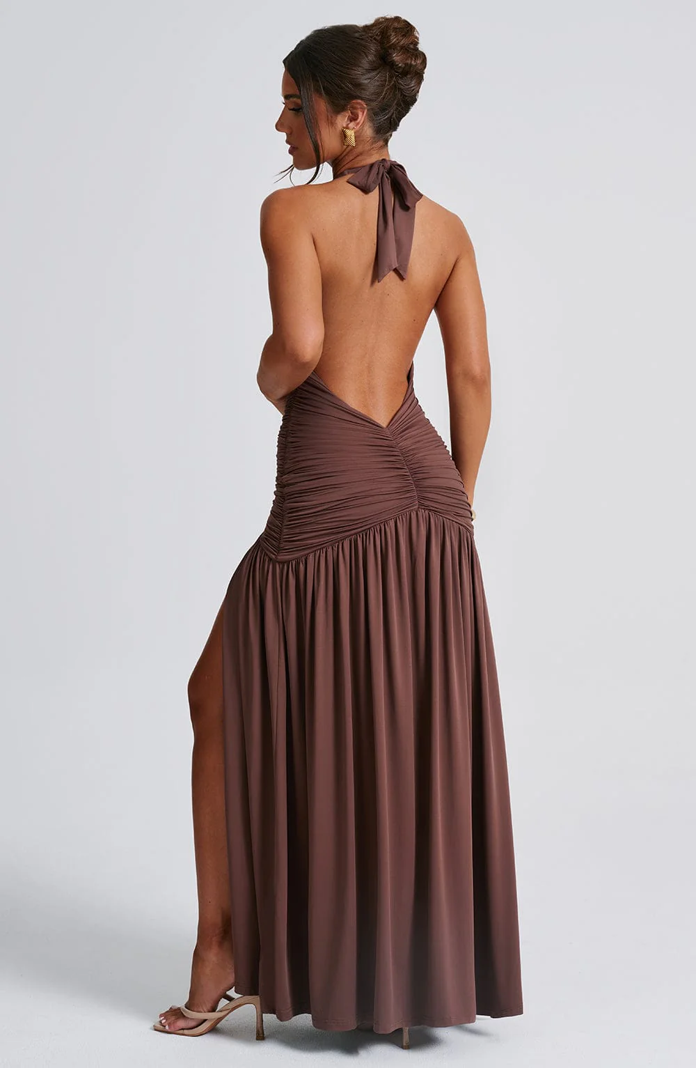 Melania Maxi Dress - Chocolate - Image 3