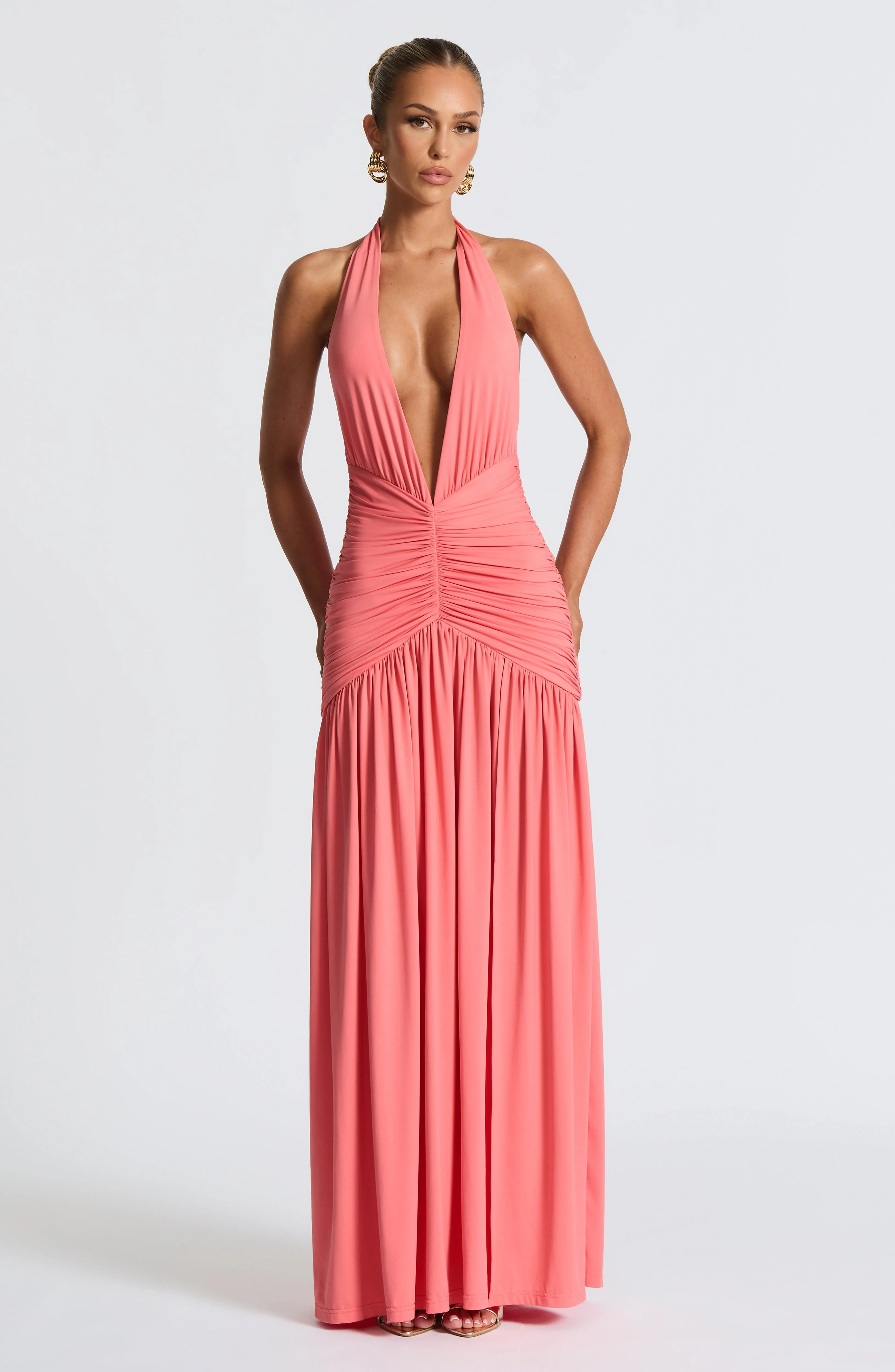 Melania Maxi Dress - Coral Pink - Image 6