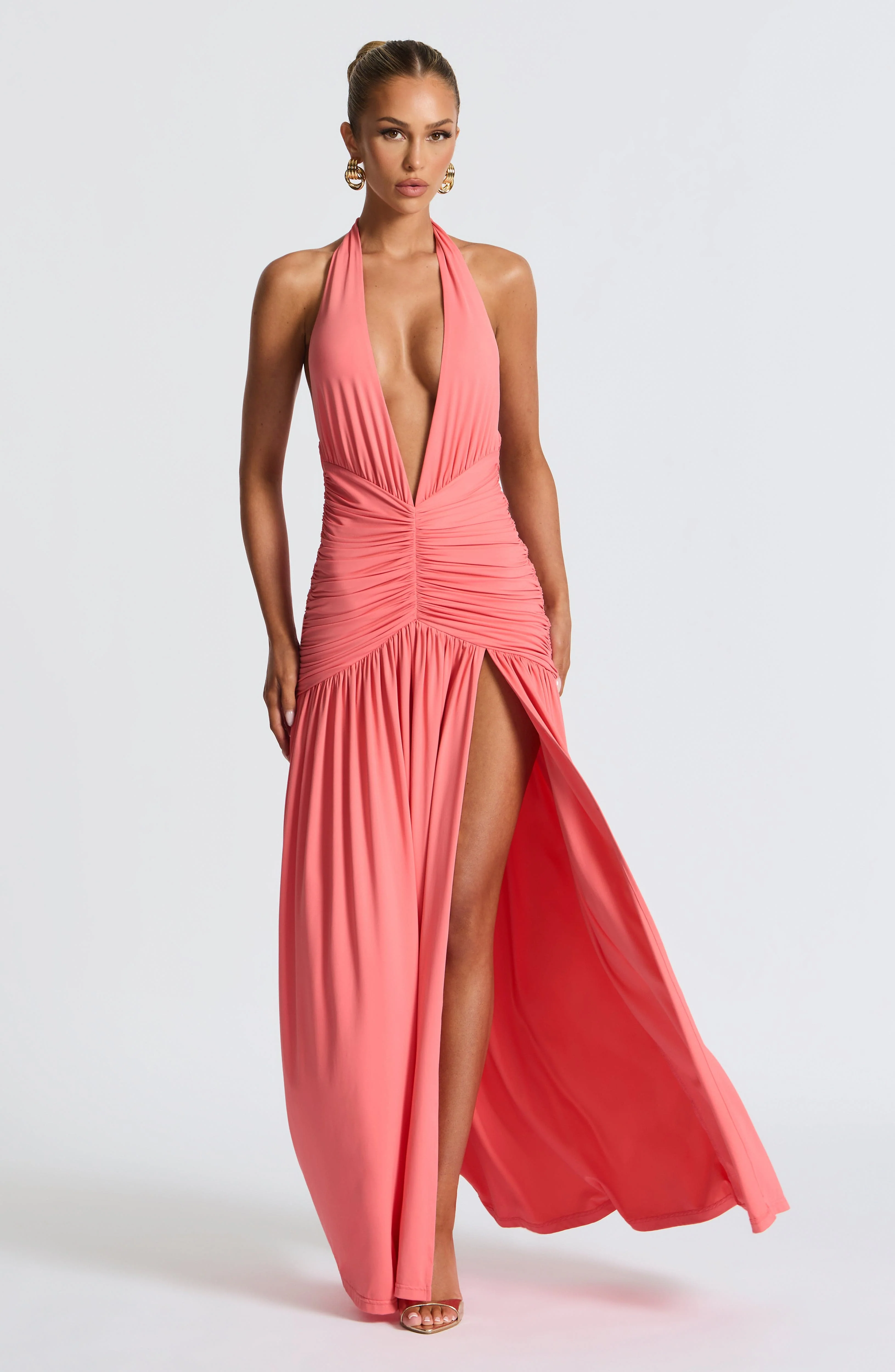 Melania Maxi Dress - Coral Pink - Image 8