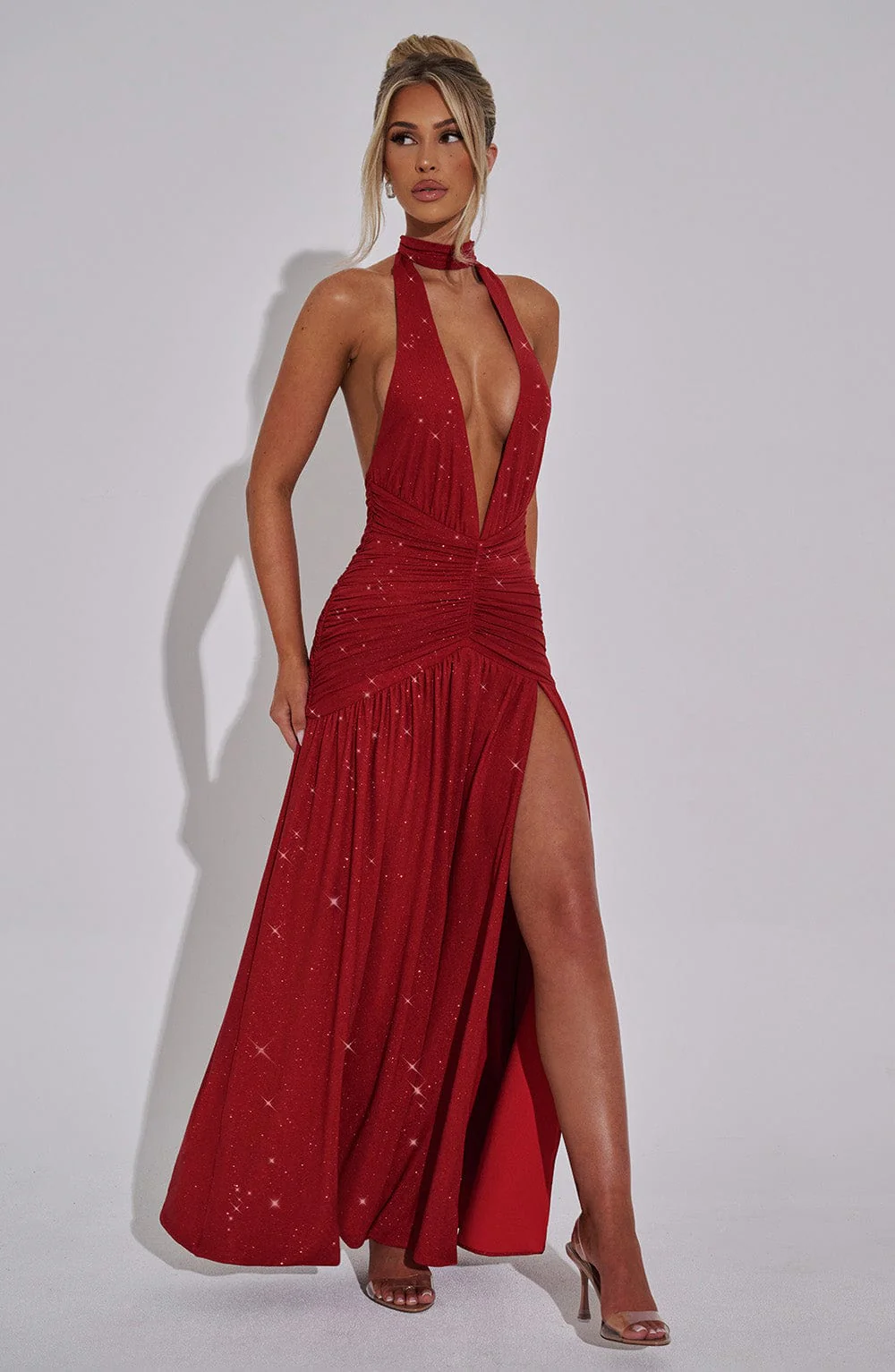 Melania Maxi Dress - Red Sparkle - Image 5
