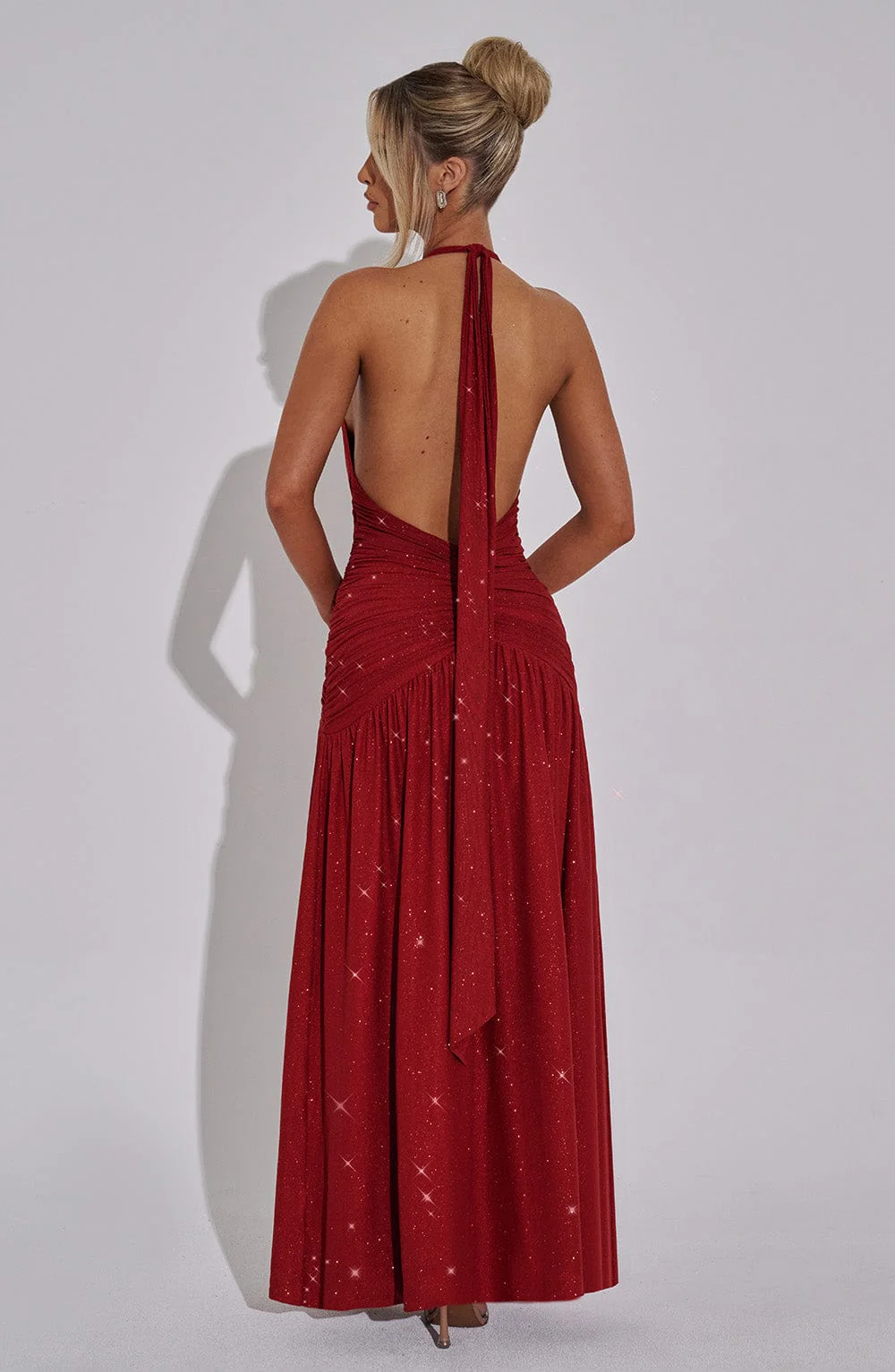 Melania Maxi Dress - Red Sparkle - Image 7