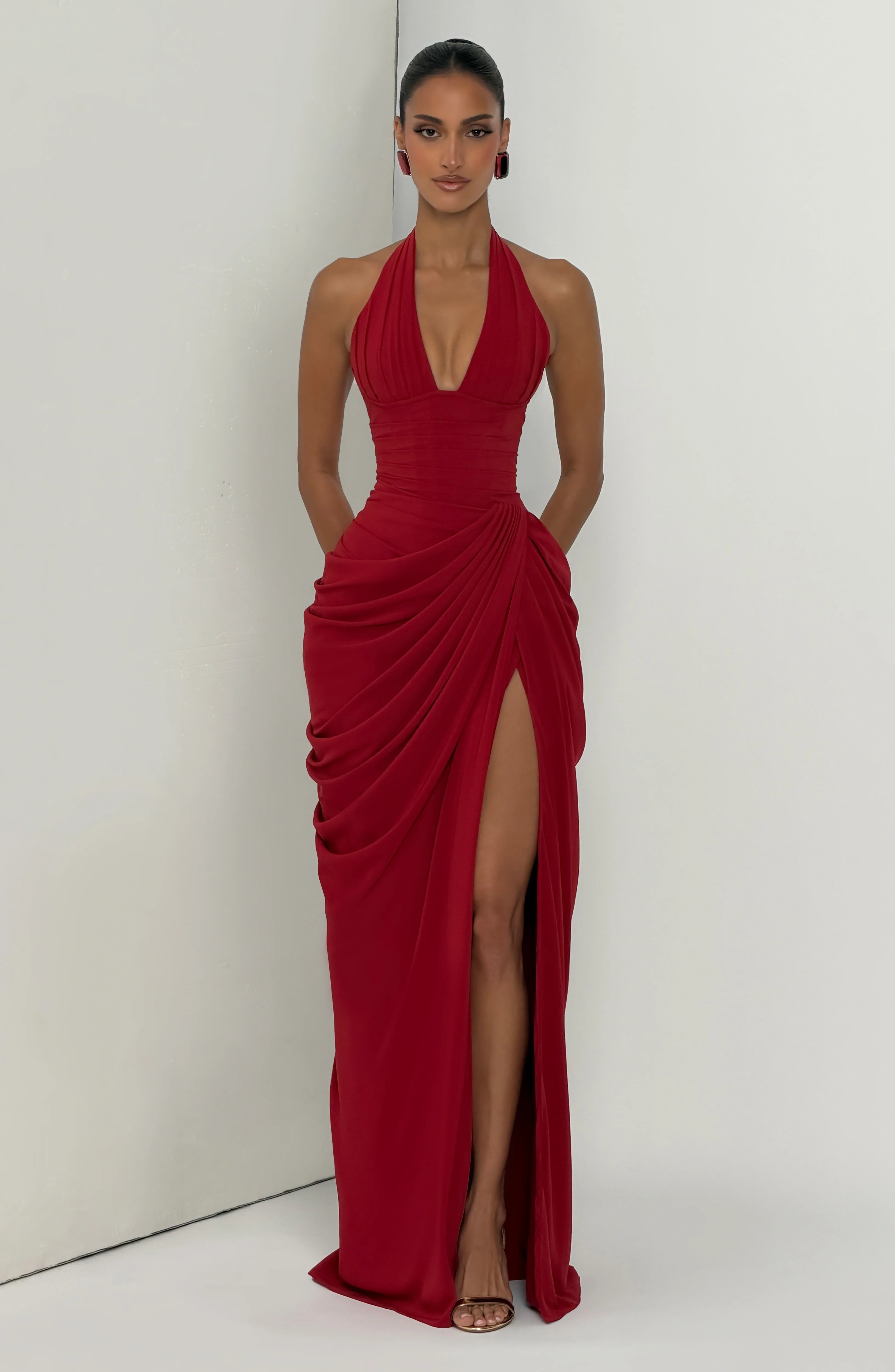 Minette Maxi Dress - Deep Red - Image 14