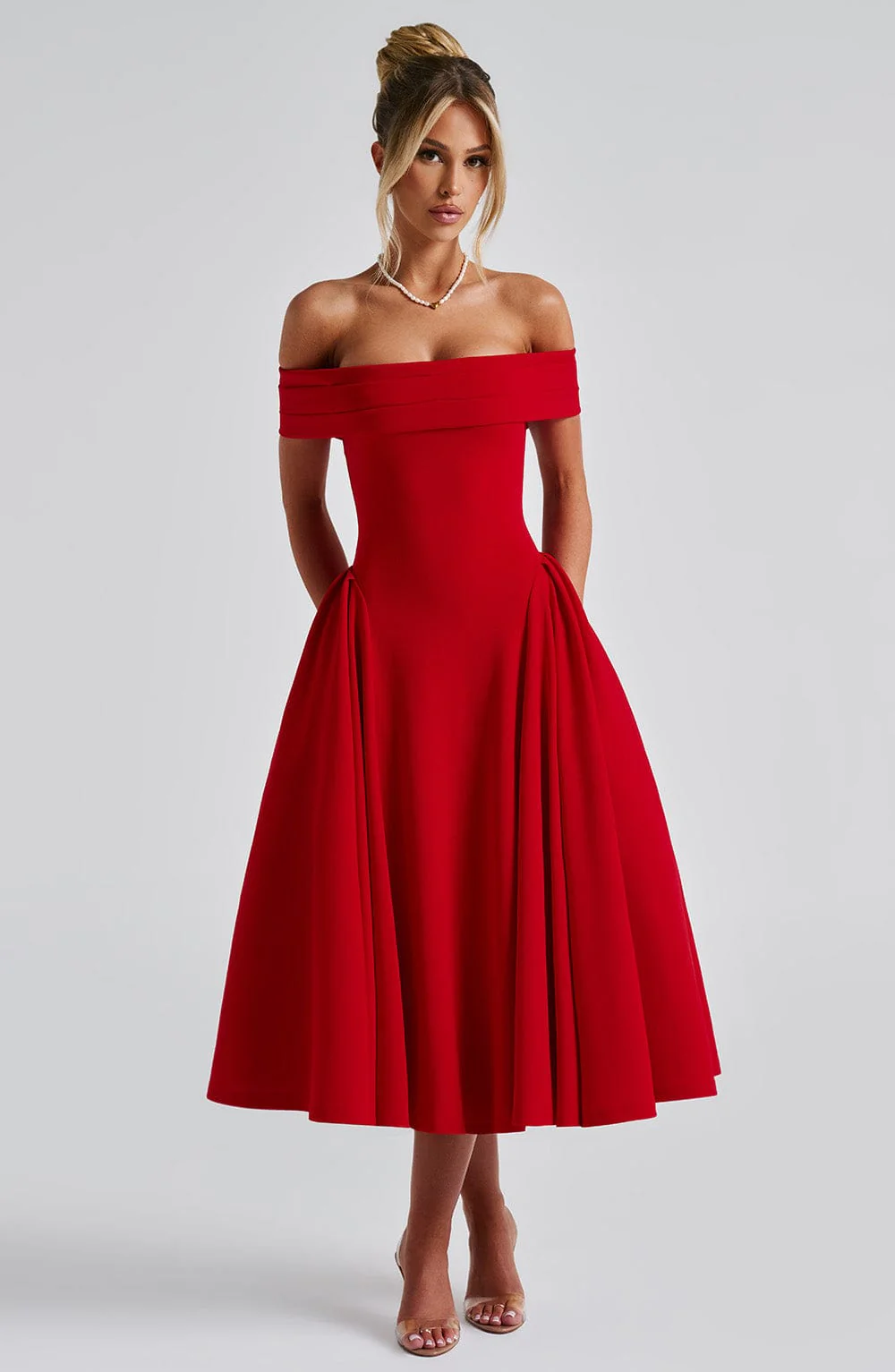 Miranda Midi Dress - Red - Image 7