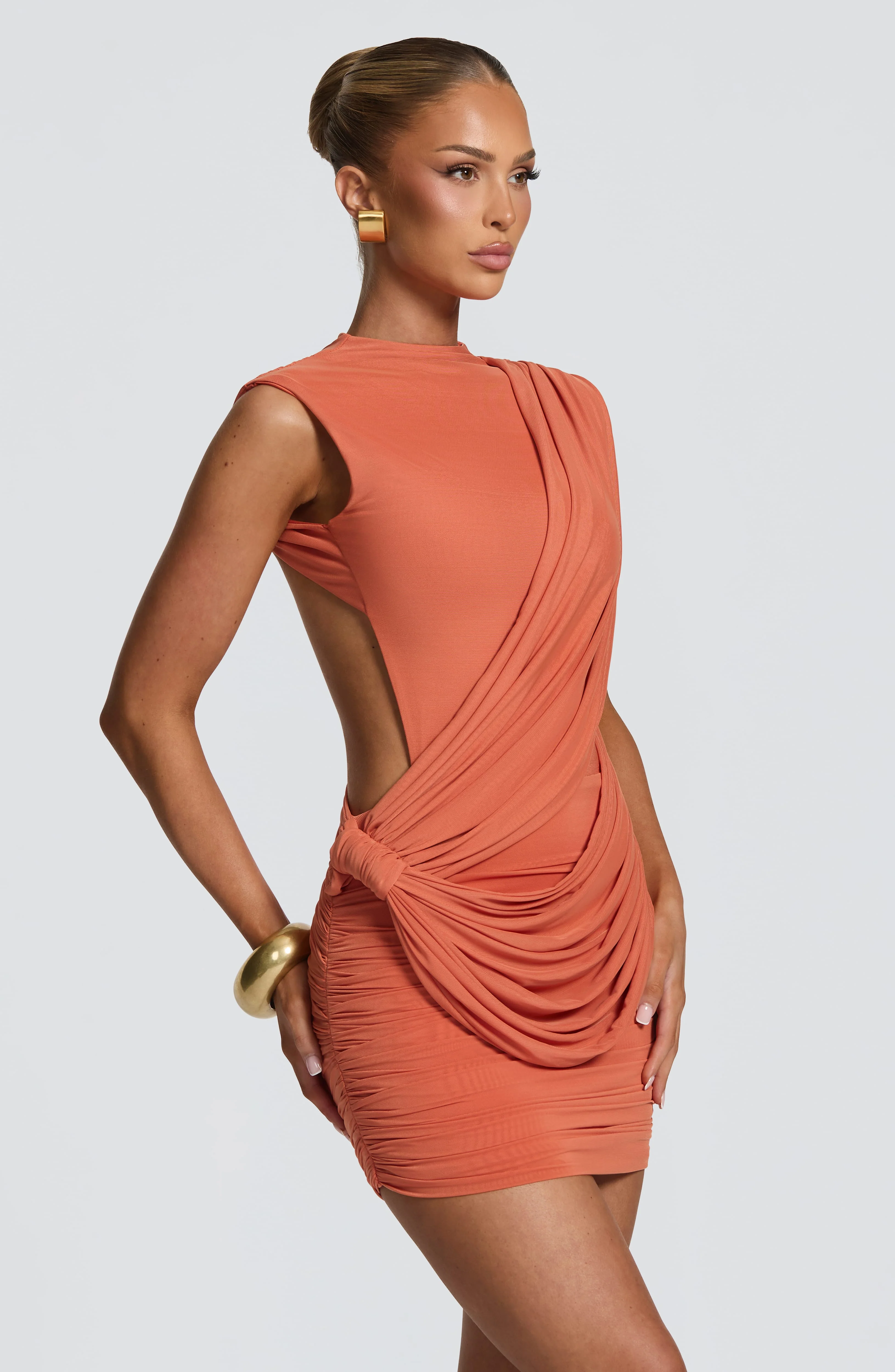 Mireya Mini Dress - Burnt Orange - Image 3