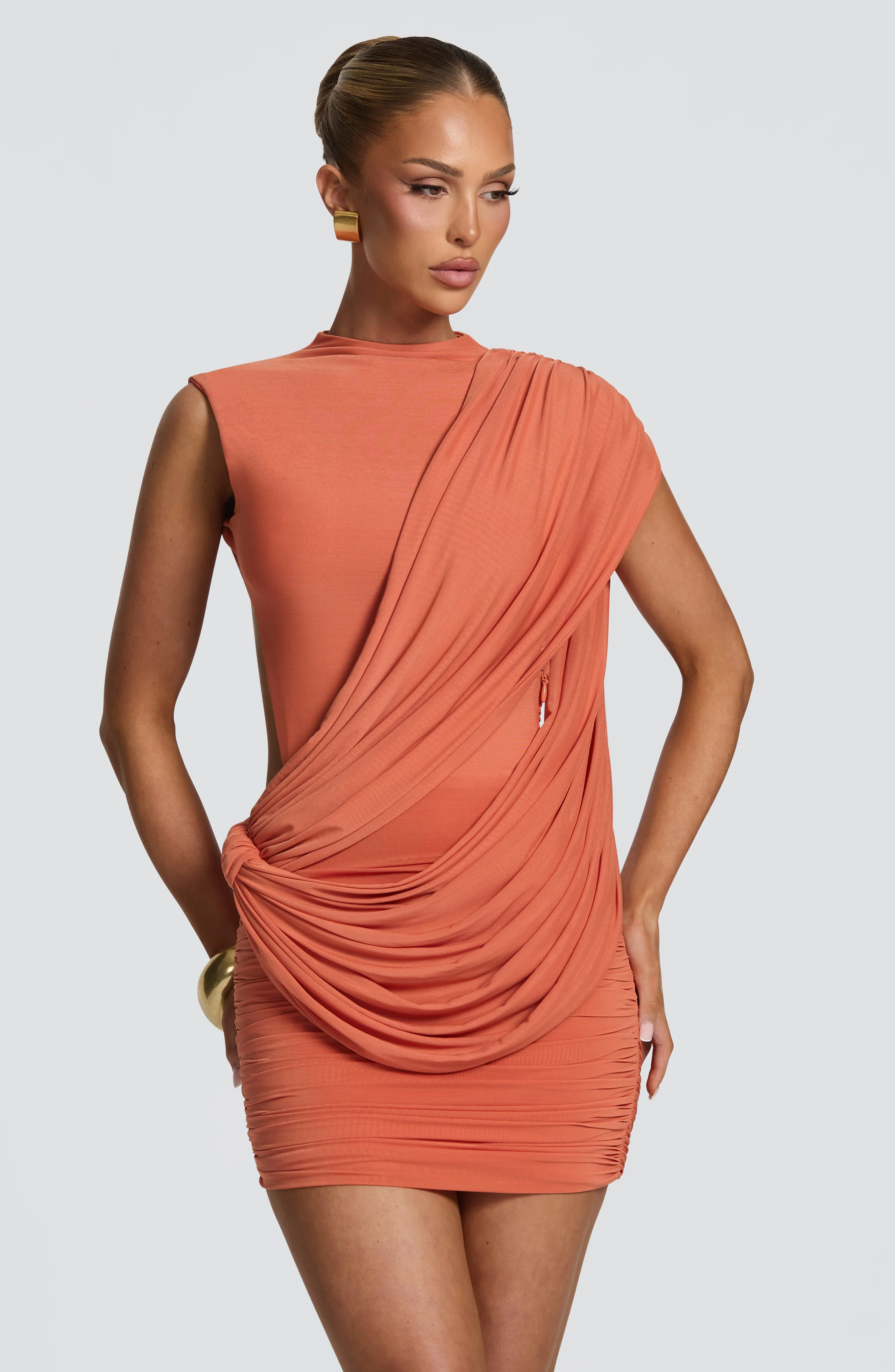 Mireya Mini Dress - Burnt Orange - Image 7