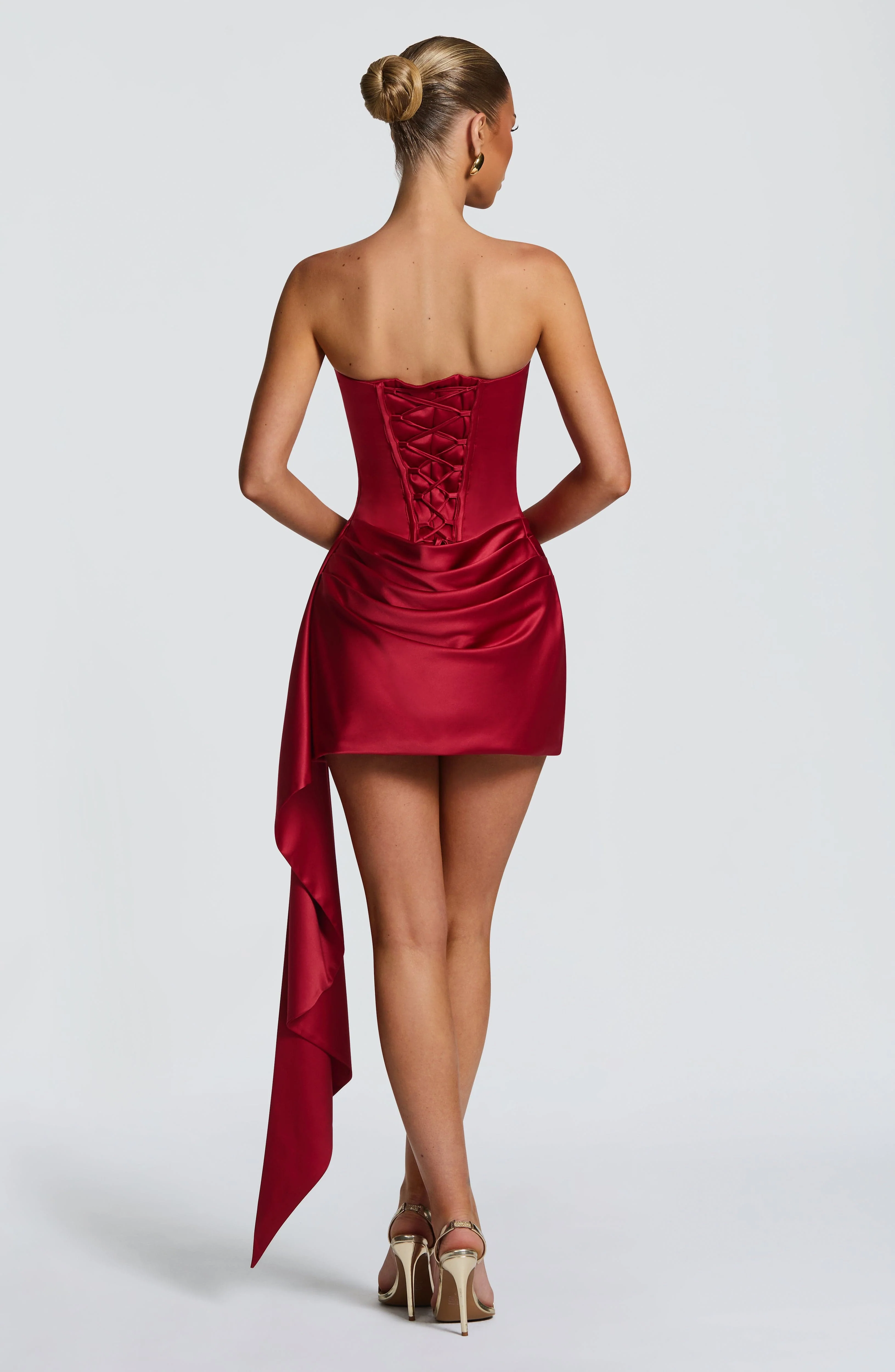 Mona Mini Dress - Deep Red - Image 2