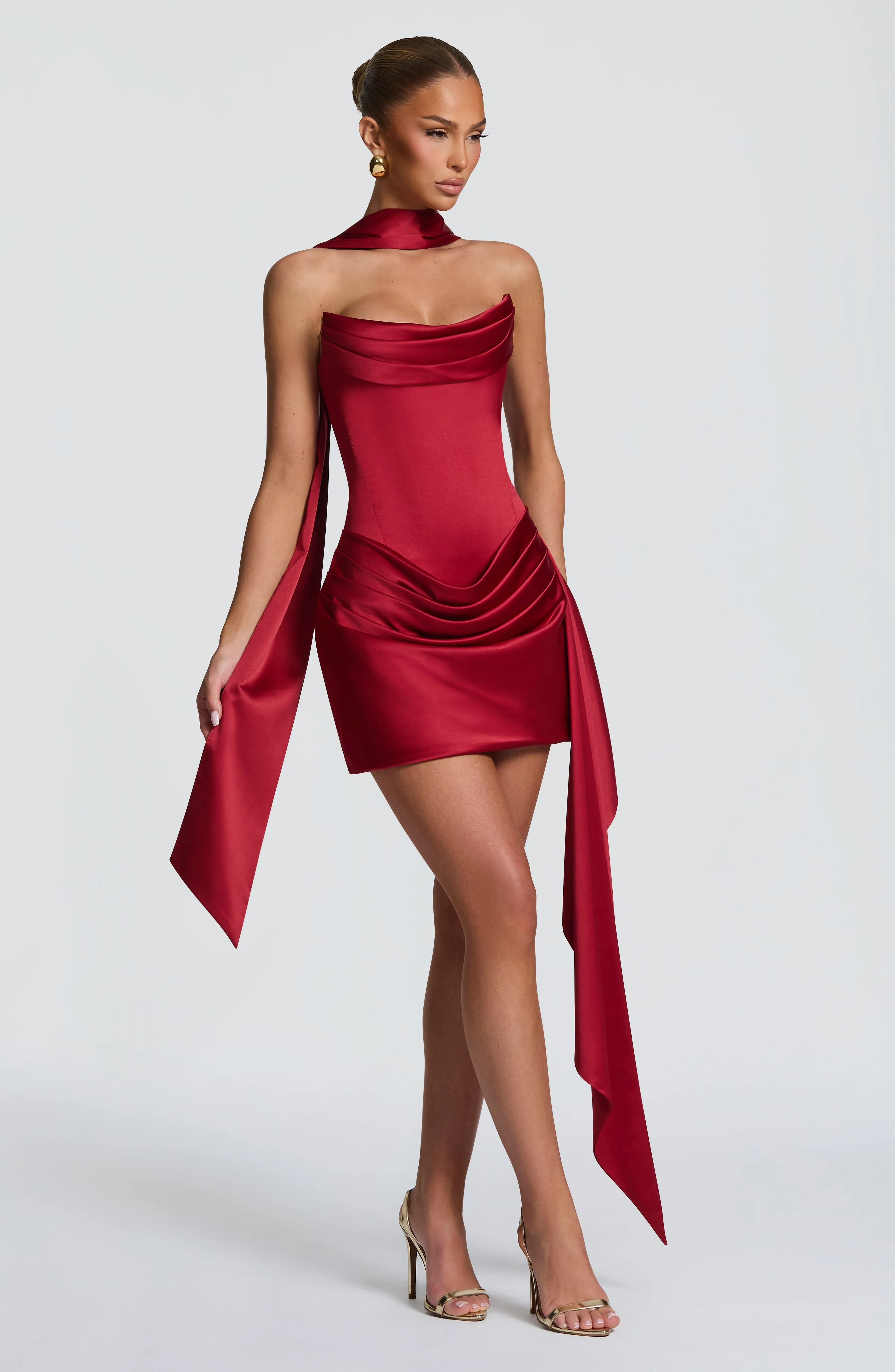 Mona Mini Dress - Deep Red - Image 3