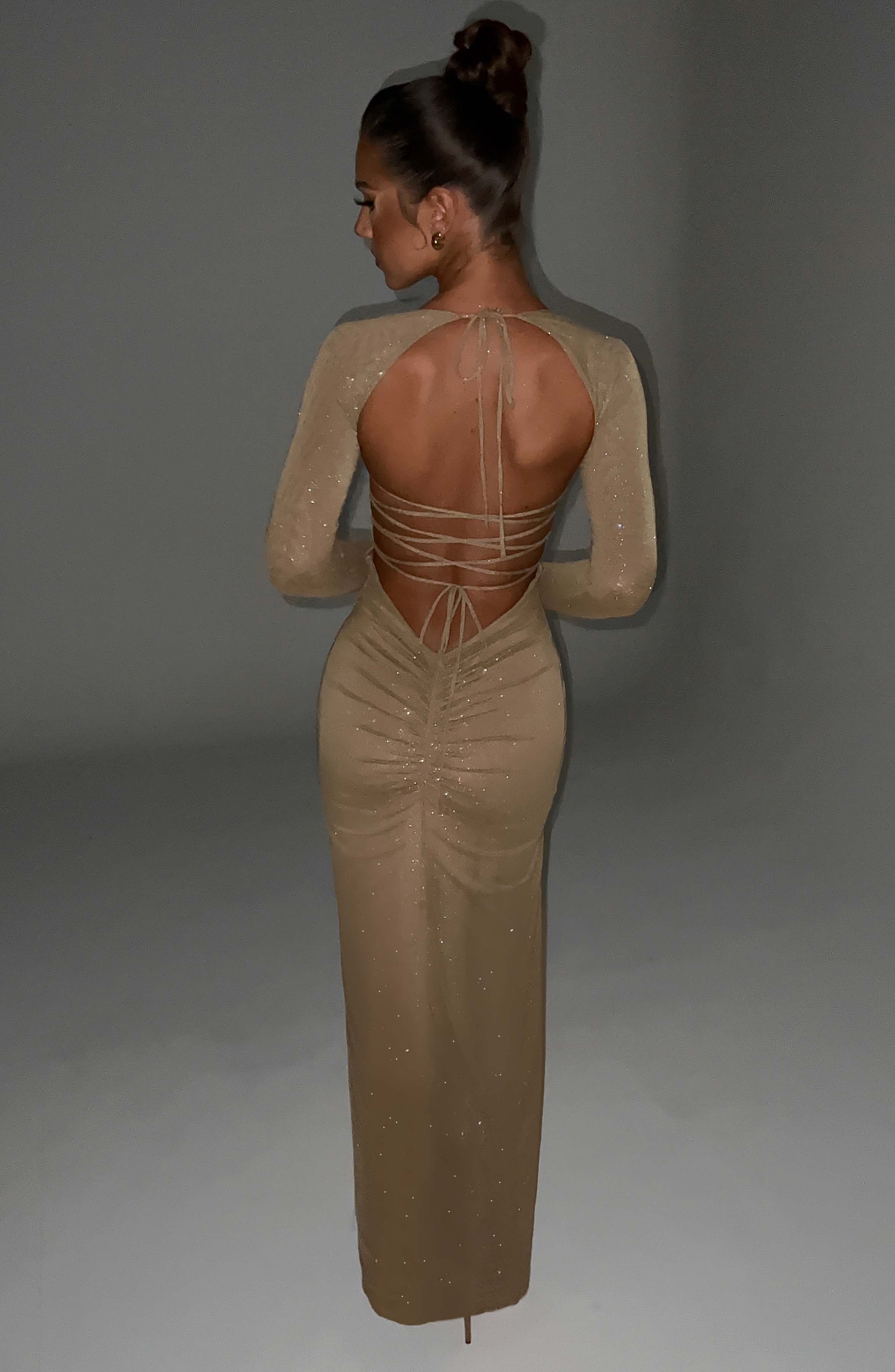 Nadia Maxi Dress - Gold Sparkle - Image 3