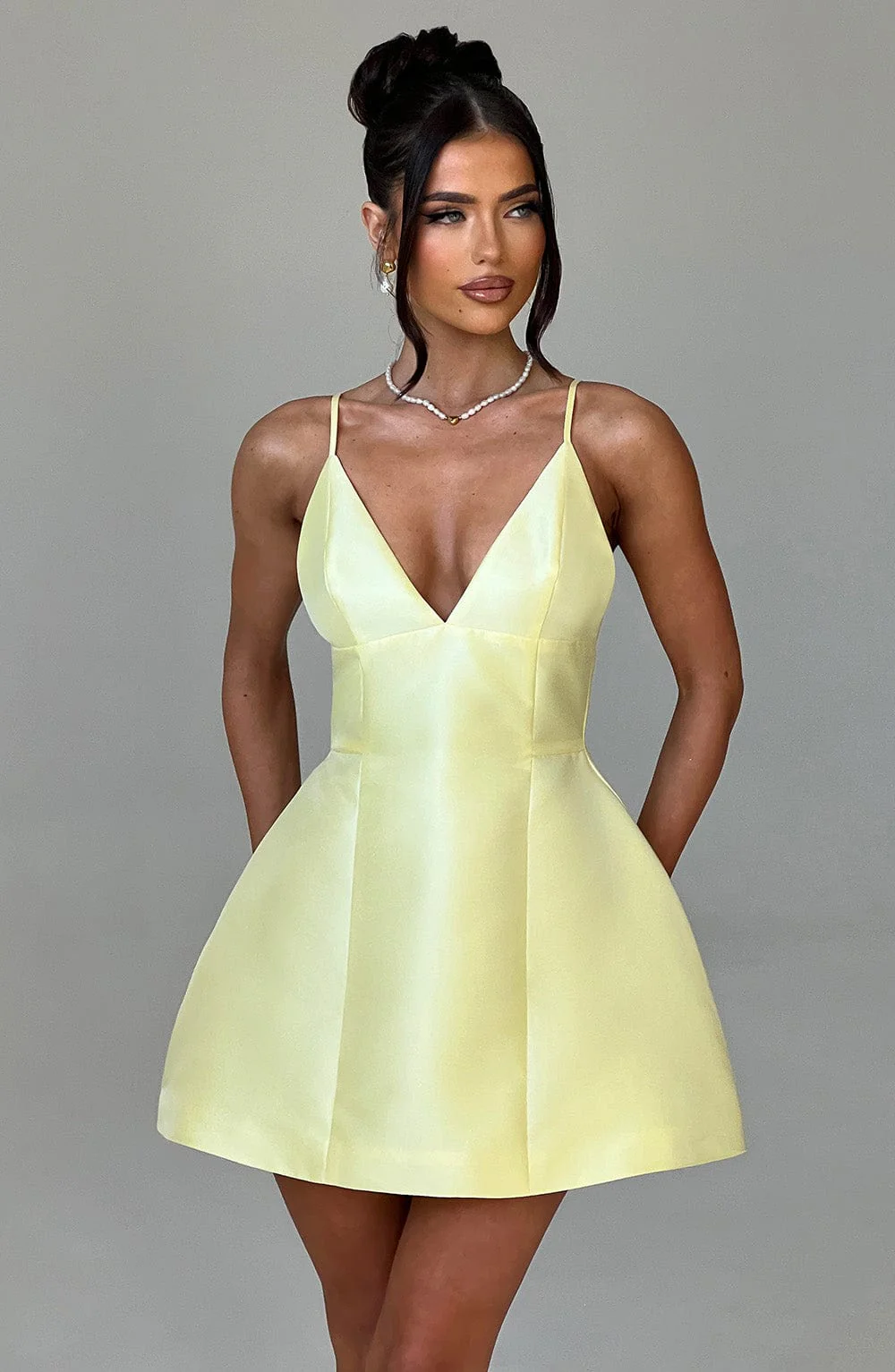 Nicole Mini Dress - Lemon - Image 2