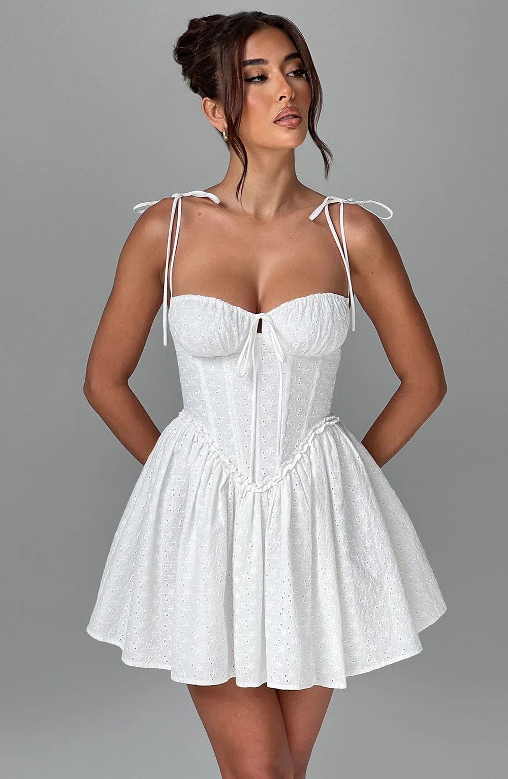 Phoebe Mini Dress - Ivory - Image 7