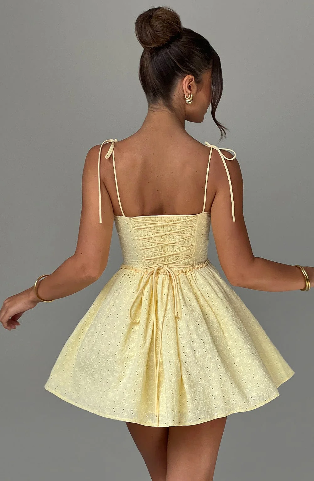 Phoebe Mini Dress - Lemon - Image 2