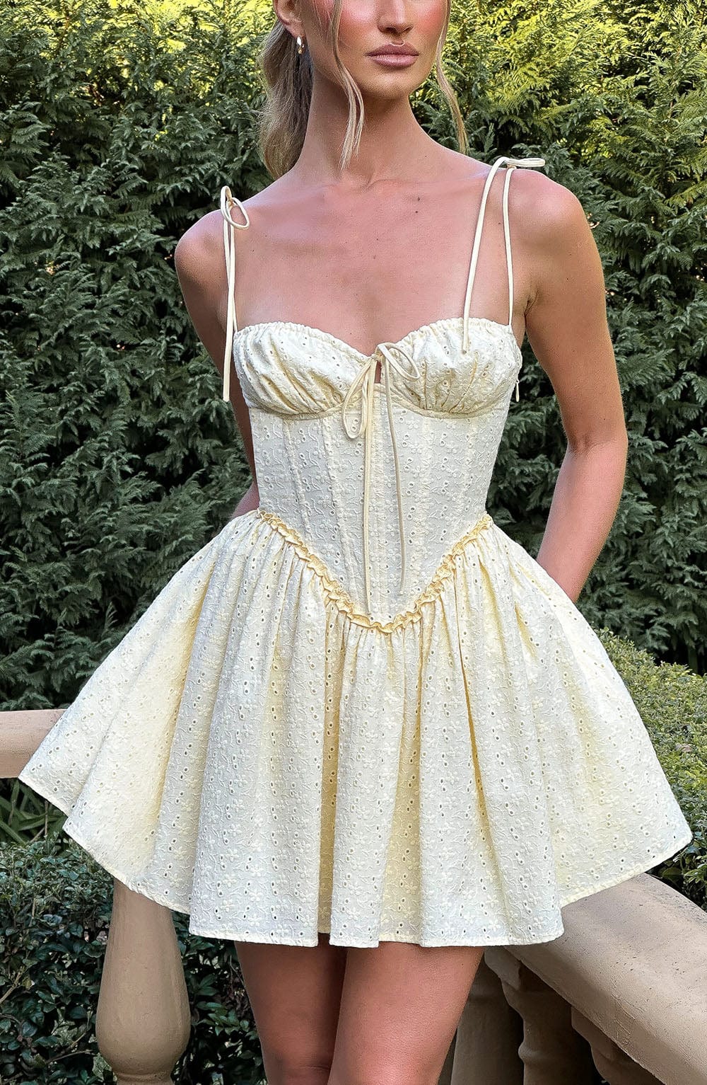 Phoebe Mini Dress - Lemon - Image 9