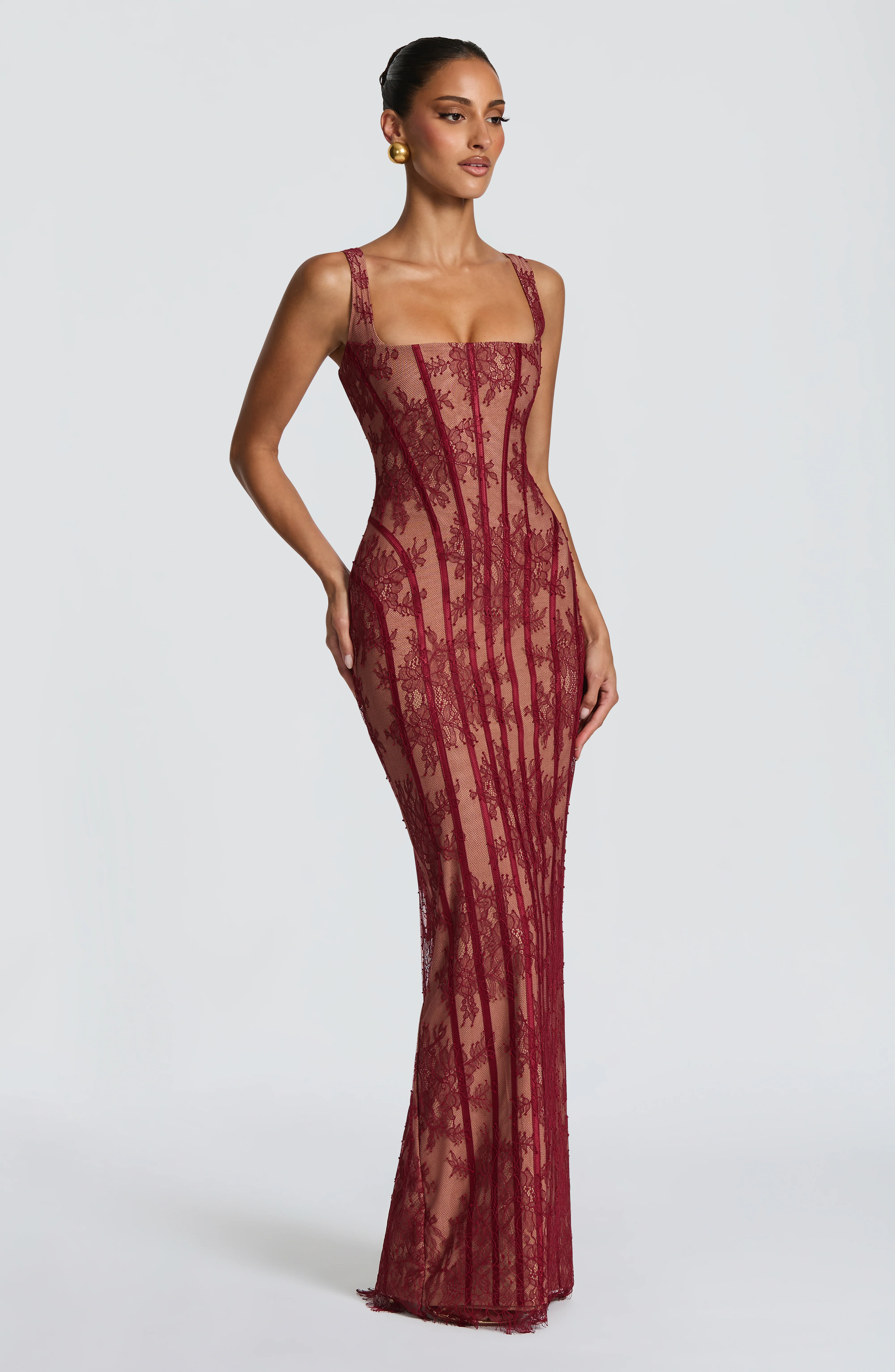Polina Maxi Dress - Burgundy - Image 3