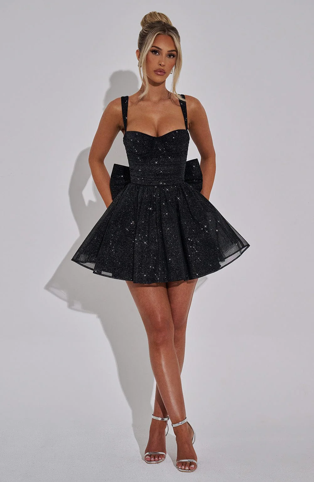 Polly Mini Dress - Black Sparkle - Image 4