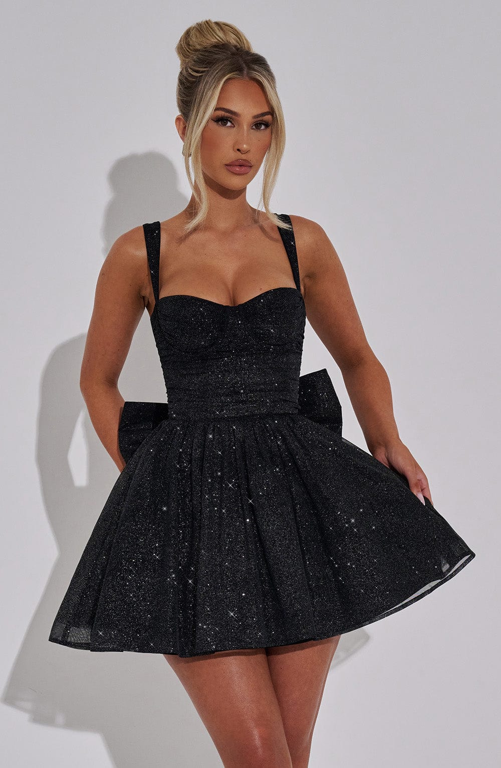 Polly Mini Dress - Black Sparkle - Image 9
