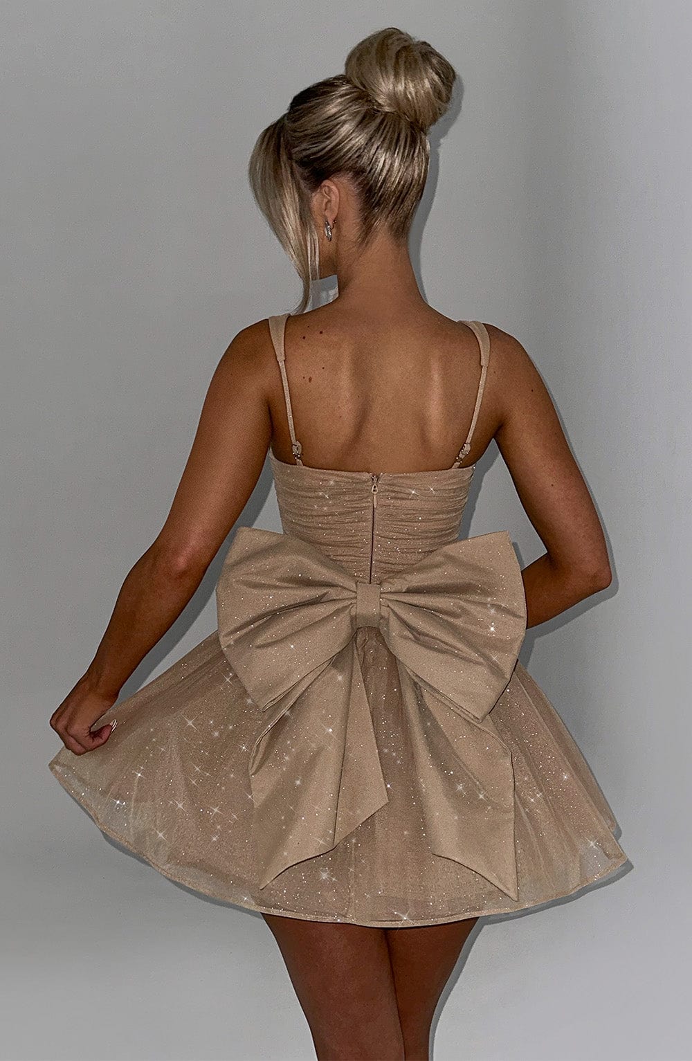 Polly Mini Dress - Gold Sparkle - Image 2