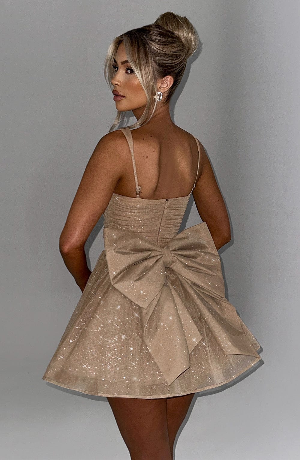Polly Mini Dress - Gold Sparkle - Image 3