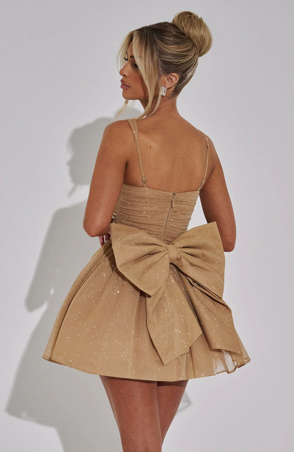 Polly Mini Dress - Gold Sparkle - Image 7
