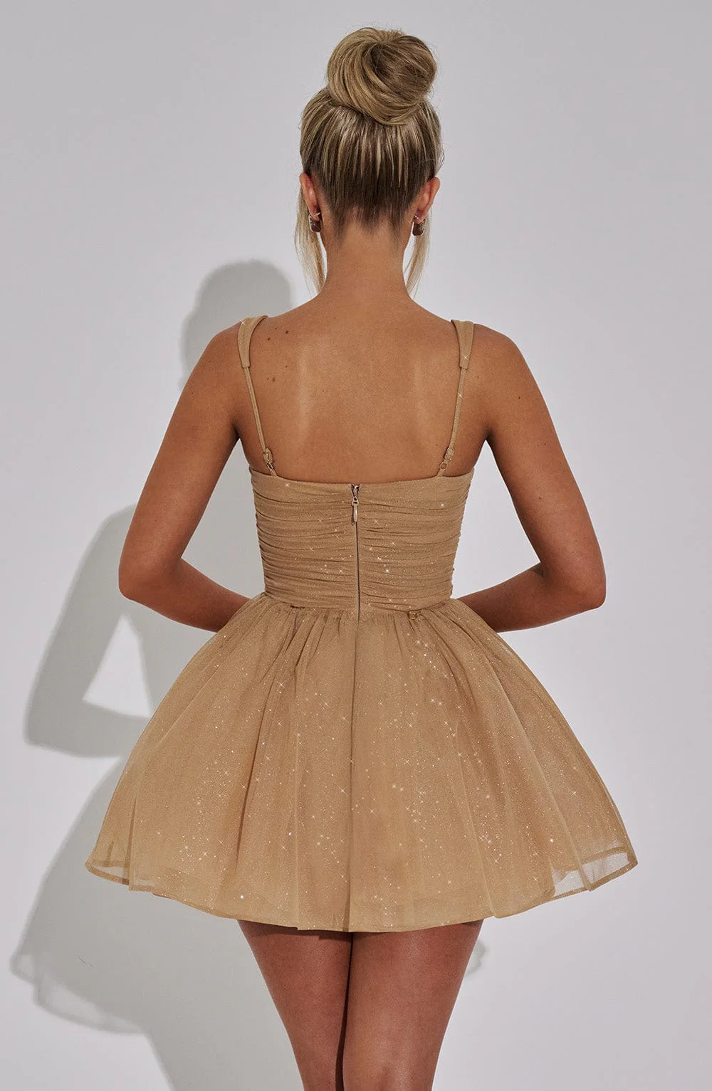 Polly Mini Dress - Gold Sparkle - Image 8