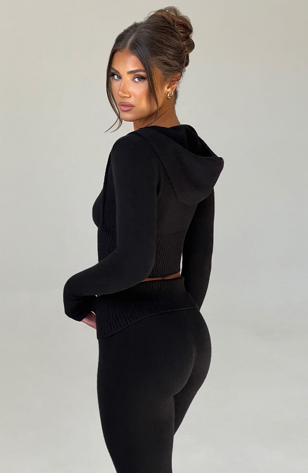 Portia Knit Hoodie - Black - Image 2