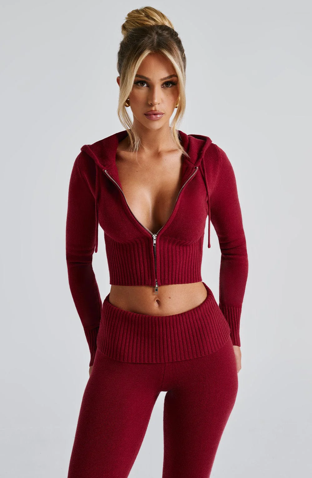 Portia Knit Hoodie - Red - Image 9