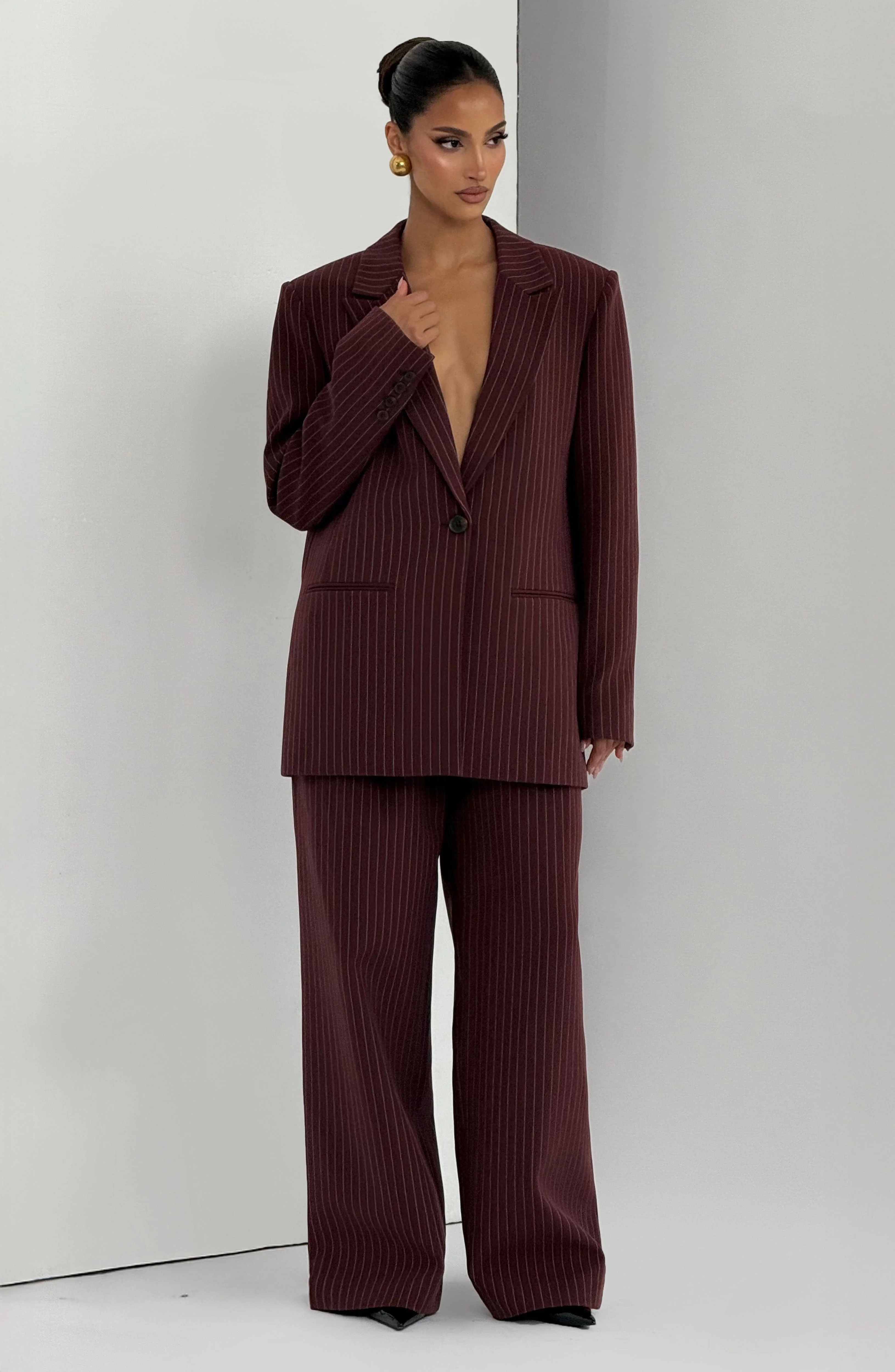 Reece Blazer - Burgundy Pinstripe - Image 10