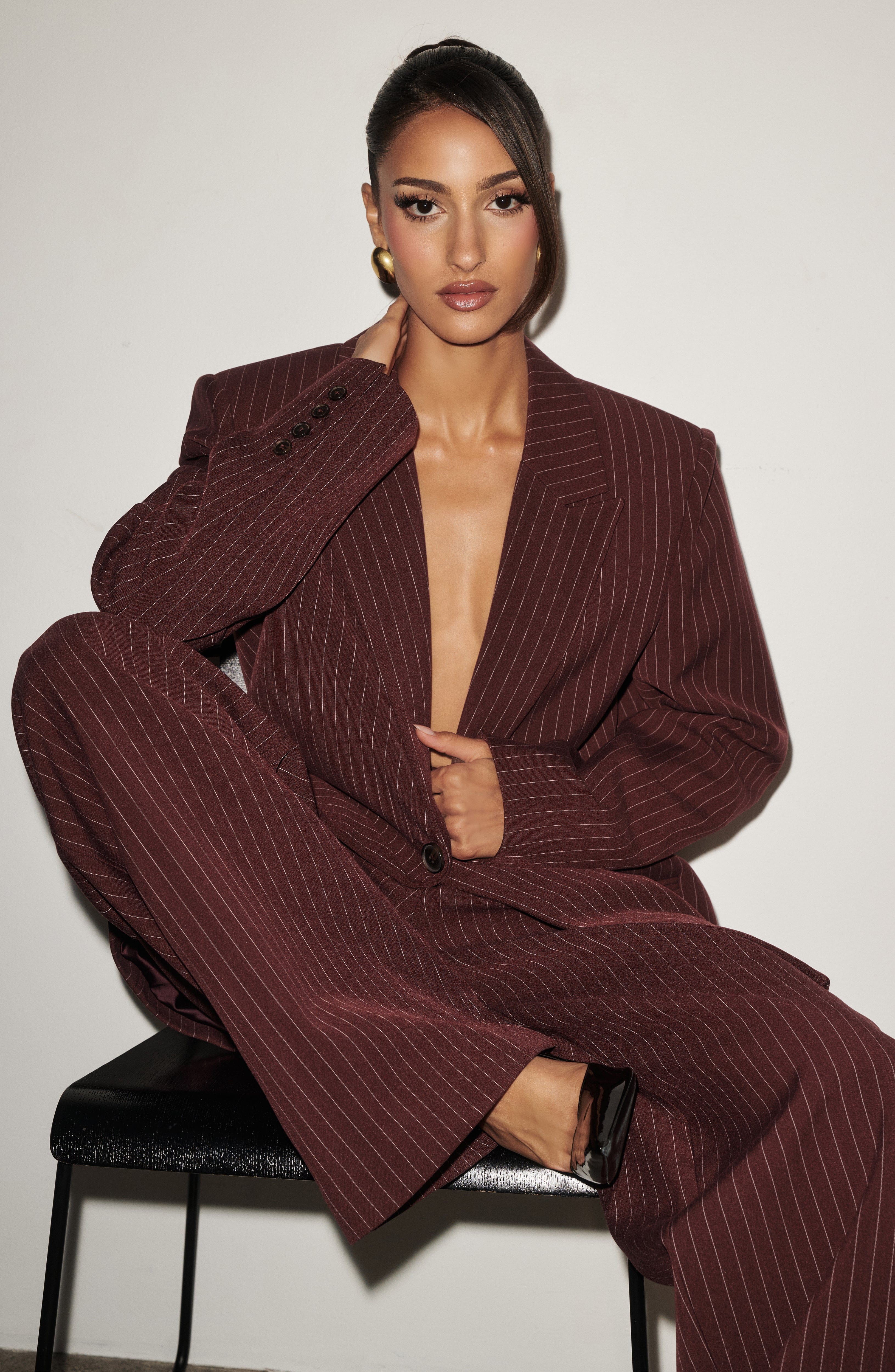 Reece Blazer - Burgundy Pinstripe - Image 2