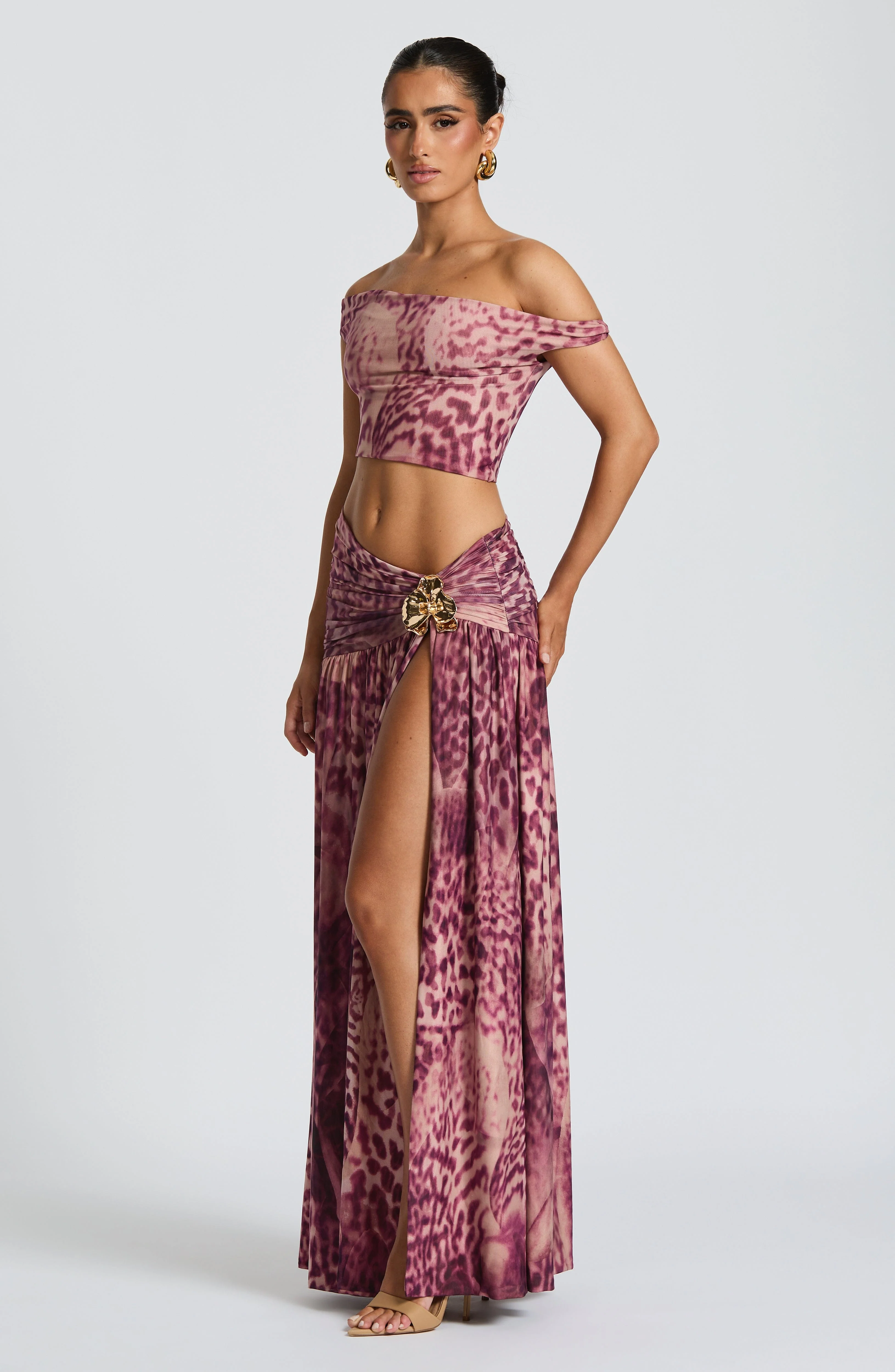 Saira Maxi Skirt - Magenta Orchid Print - Image 3