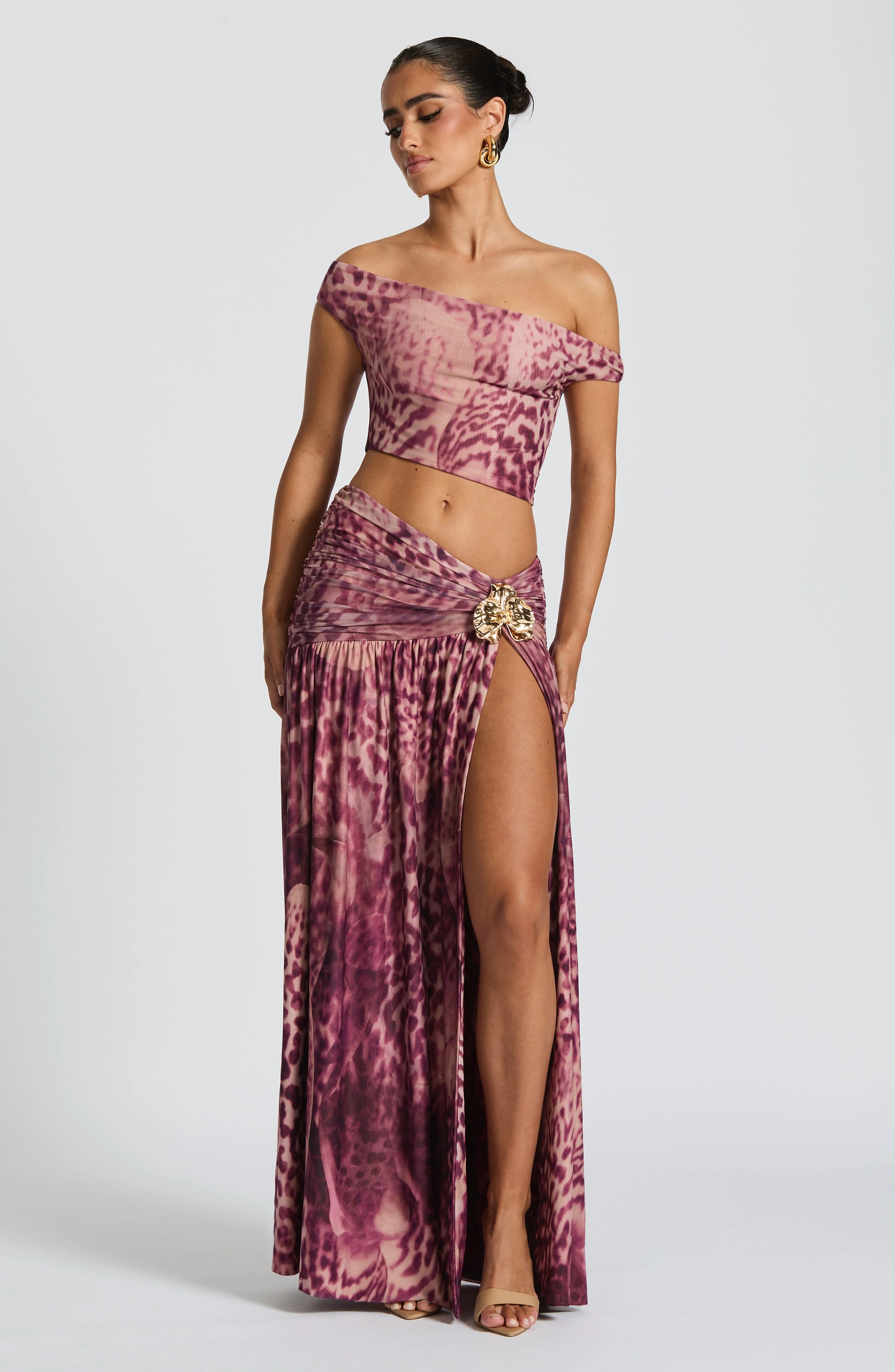Saira Maxi Skirt - Magenta Orchid Print - Image 4