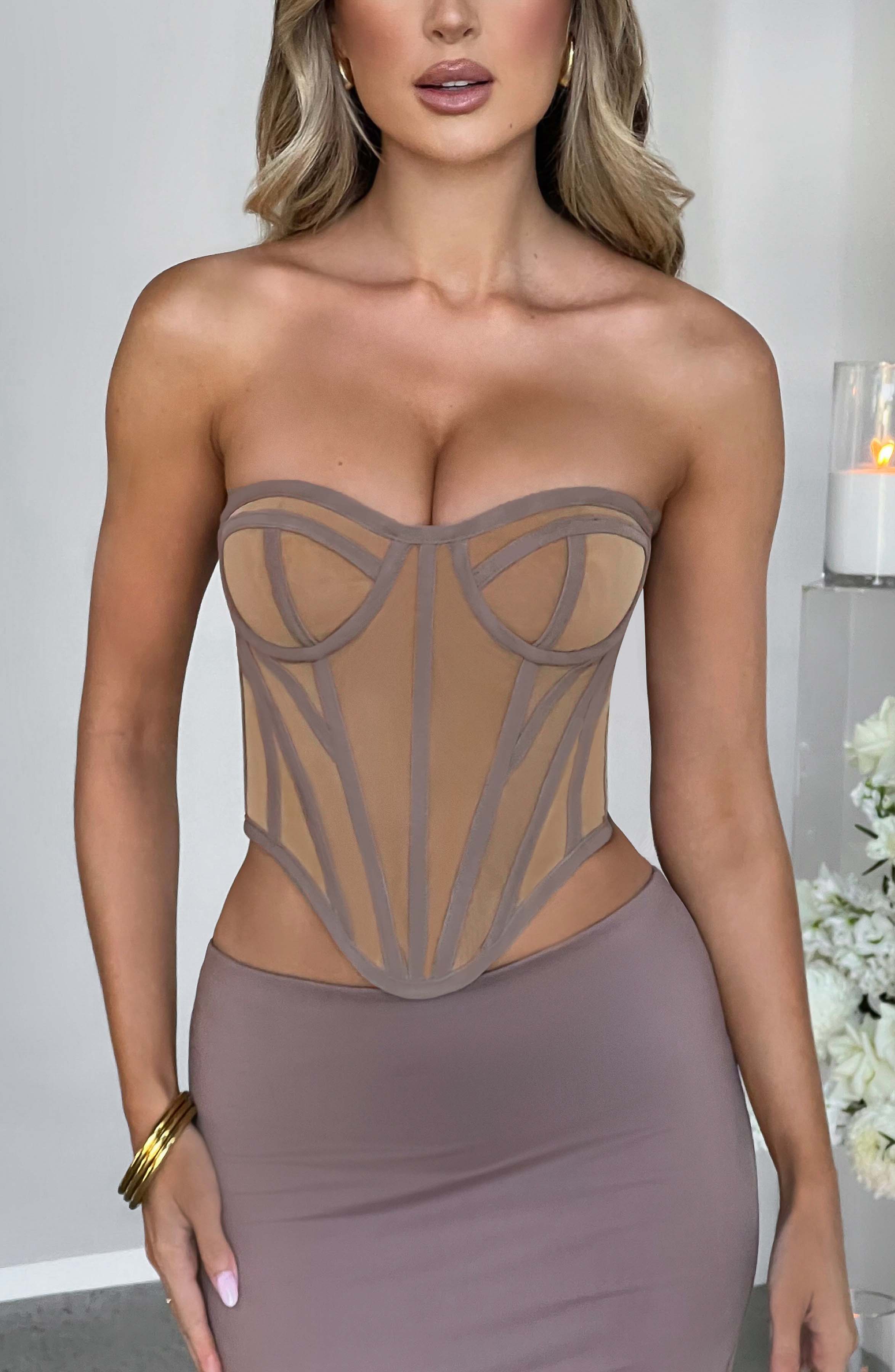 Santanna Corset - Chocolate/Nude - Image 8